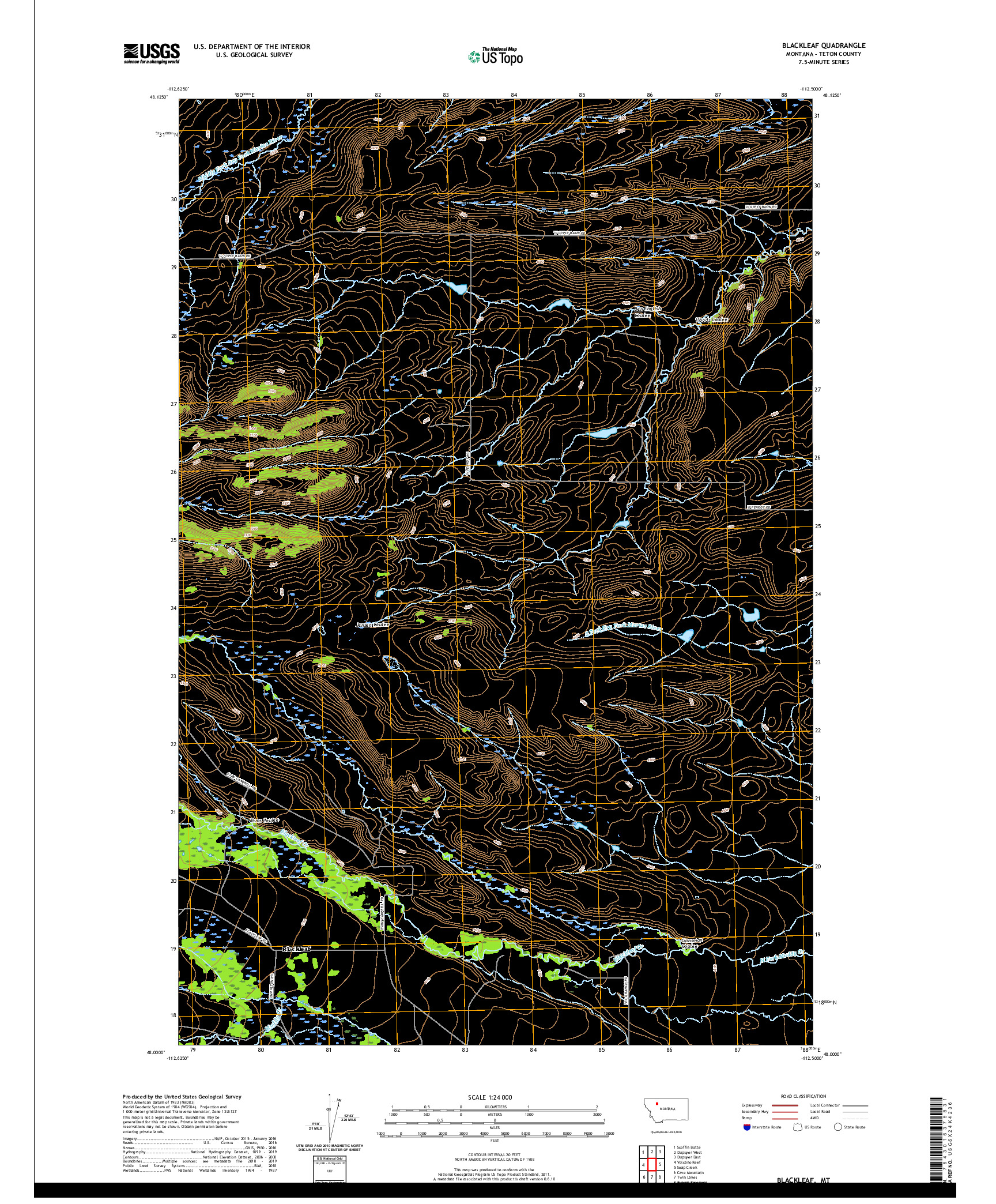 USGS US TOPO 7.5-MINUTE MAP FOR BLACKLEAF, MT 2020