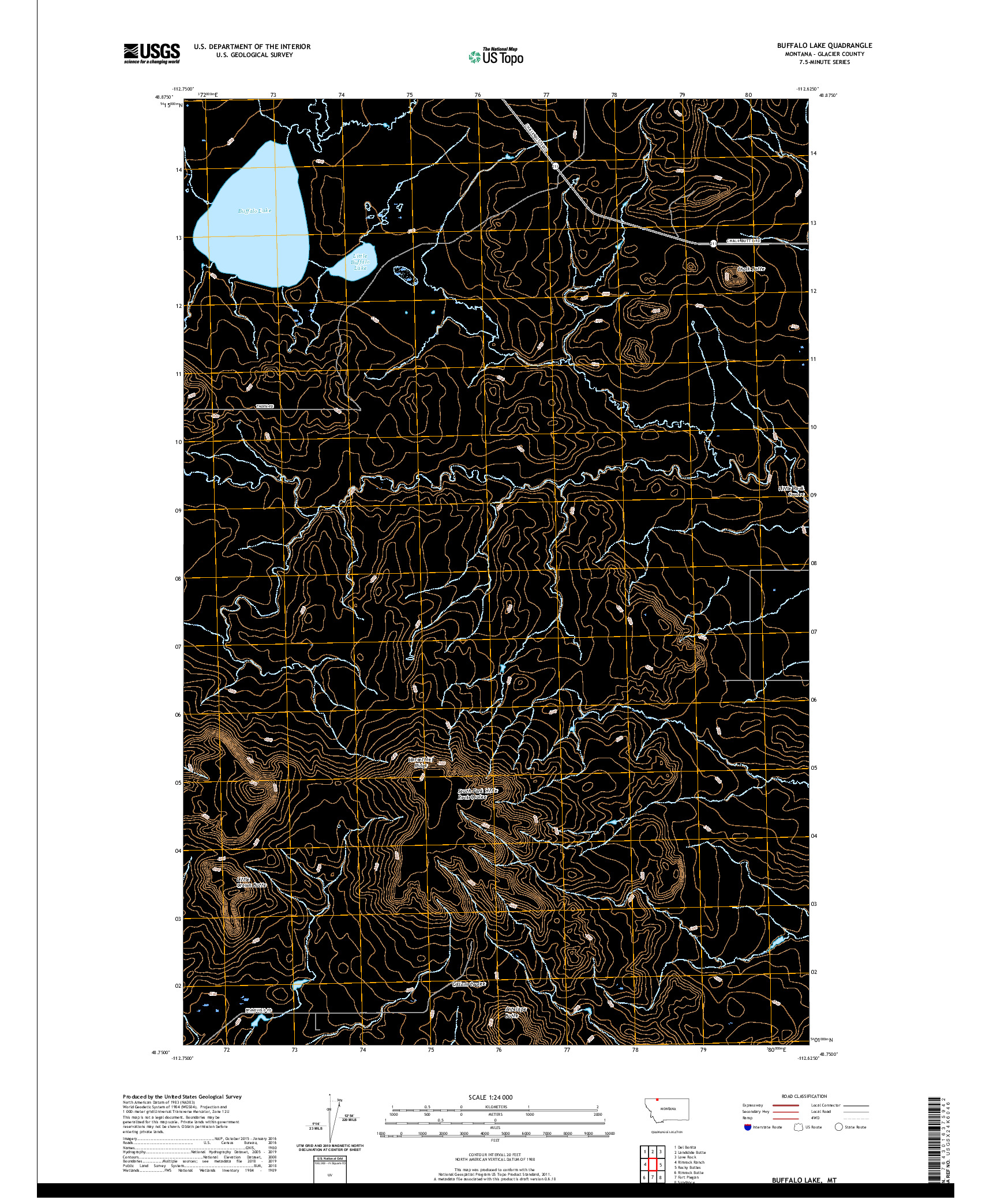 USGS US TOPO 7.5-MINUTE MAP FOR BUFFALO LAKE, MT 2020
