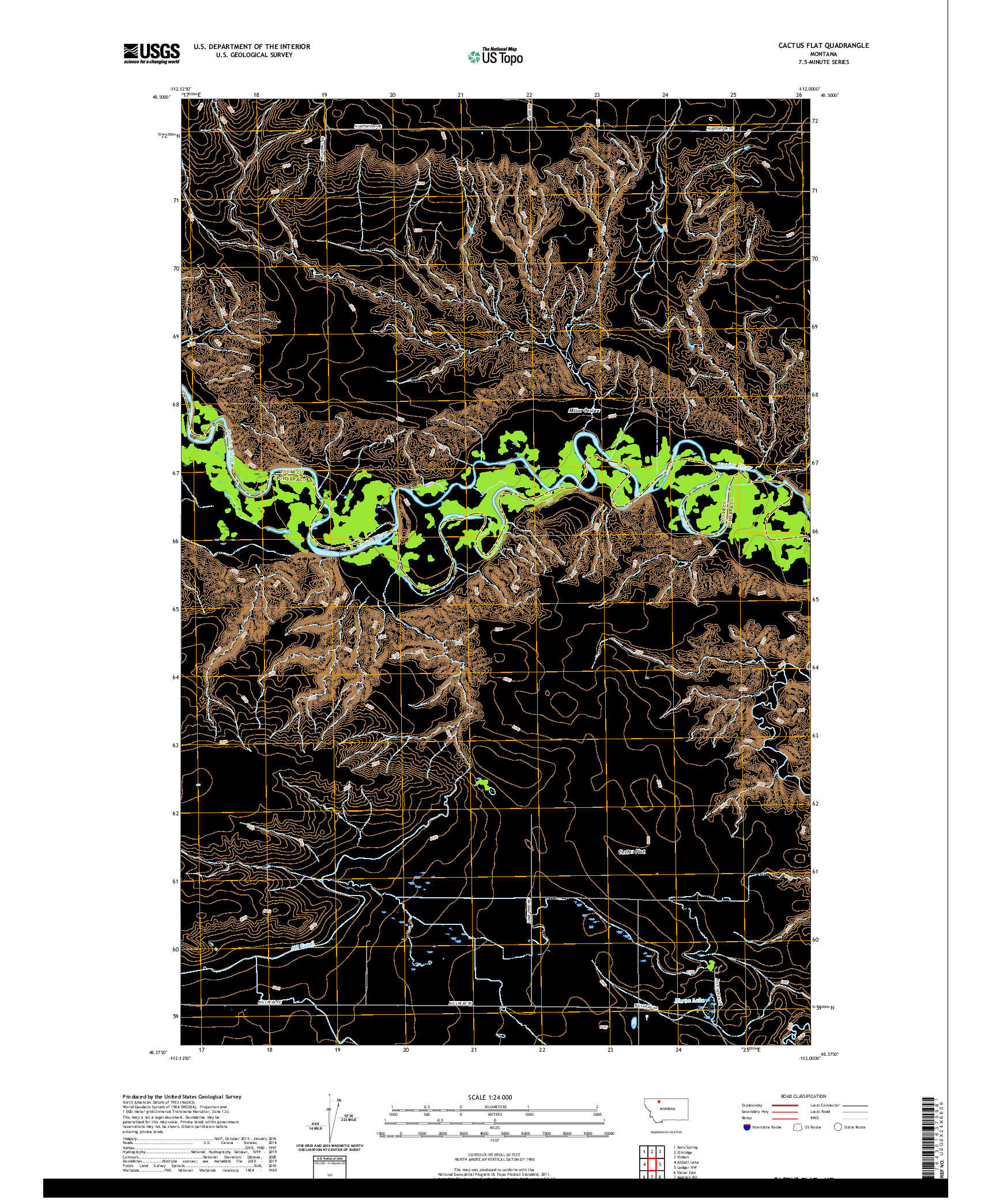 USGS US TOPO 7.5-MINUTE MAP FOR CACTUS FLAT, MT 2020