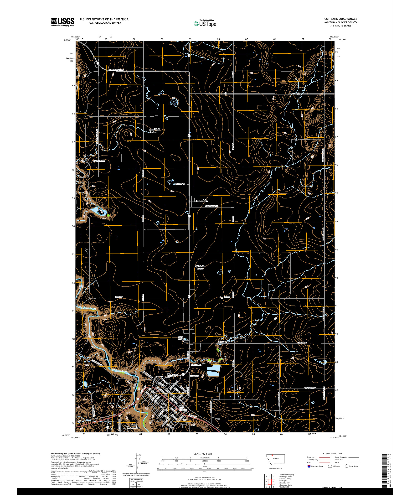 USGS US TOPO 7.5-MINUTE MAP FOR CUT BANK, MT 2020