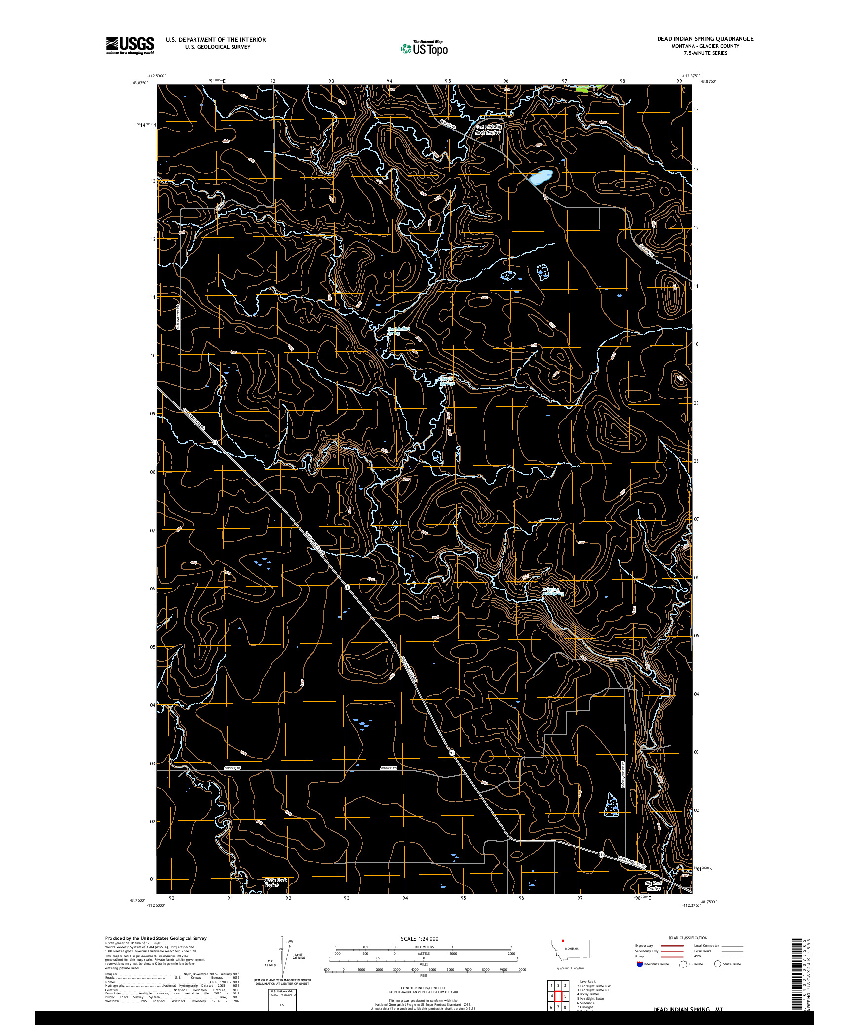 USGS US TOPO 7.5-MINUTE MAP FOR DEAD INDIAN SPRING, MT 2020