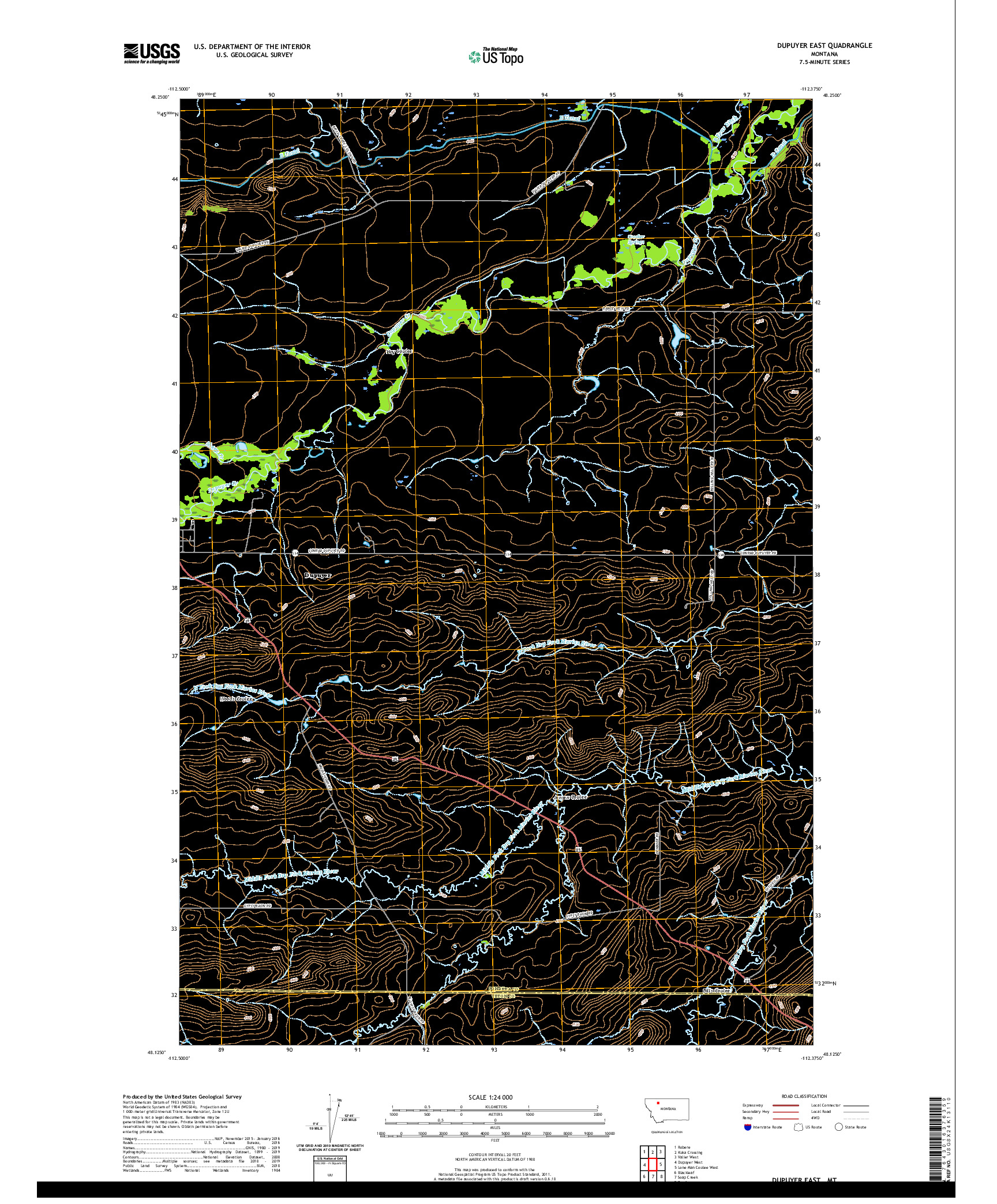 USGS US TOPO 7.5-MINUTE MAP FOR DUPUYER EAST, MT 2020