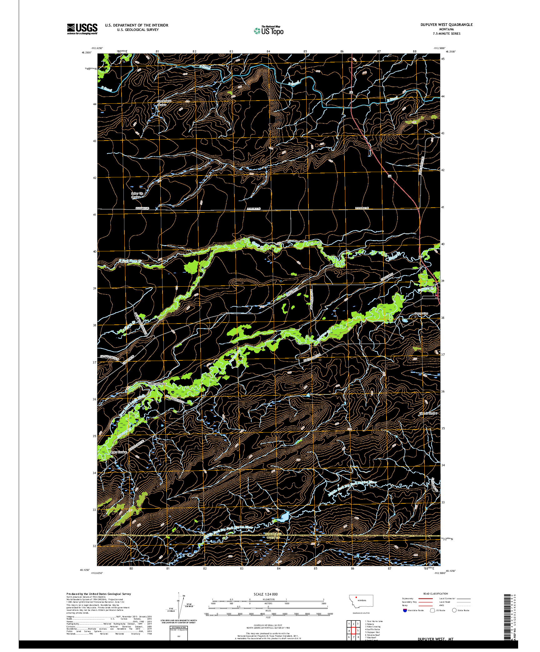 USGS US TOPO 7.5-MINUTE MAP FOR DUPUYER WEST, MT 2020