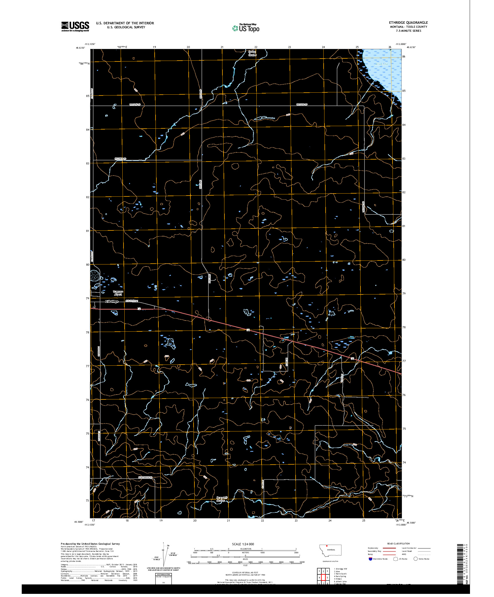 USGS US TOPO 7.5-MINUTE MAP FOR ETHRIDGE, MT 2020