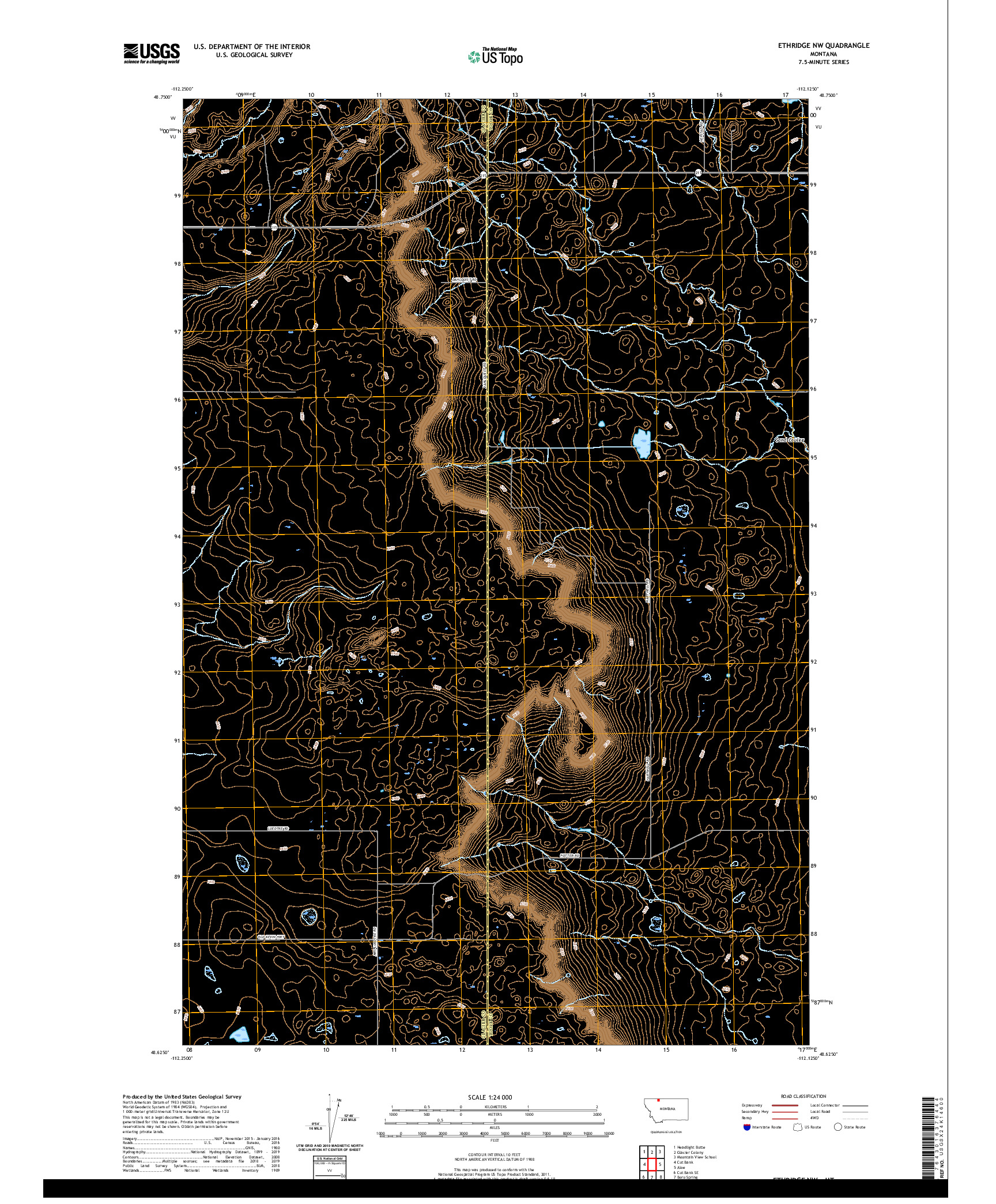 USGS US TOPO 7.5-MINUTE MAP FOR ETHRIDGE NW, MT 2020