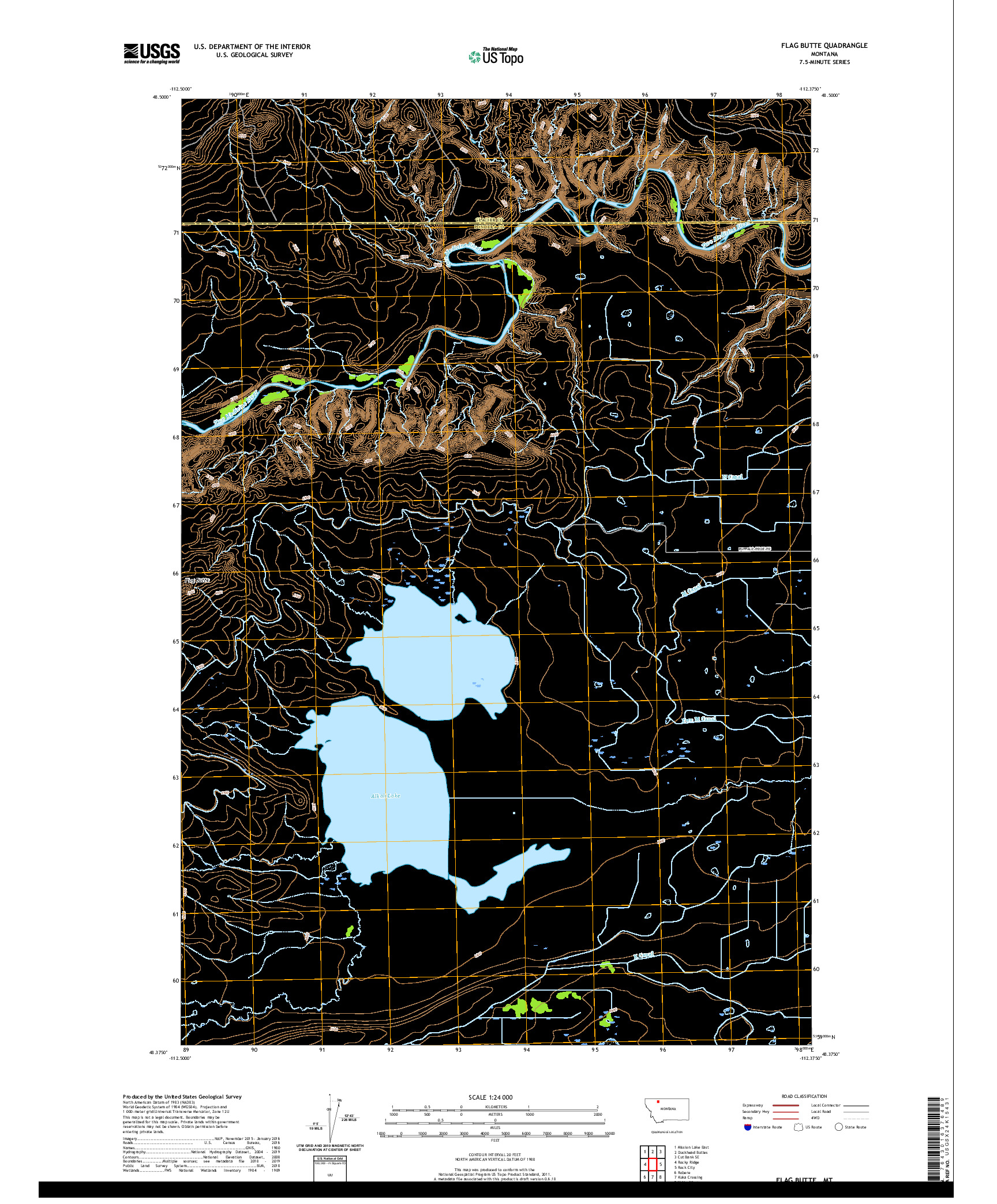 USGS US TOPO 7.5-MINUTE MAP FOR FLAG BUTTE, MT 2020