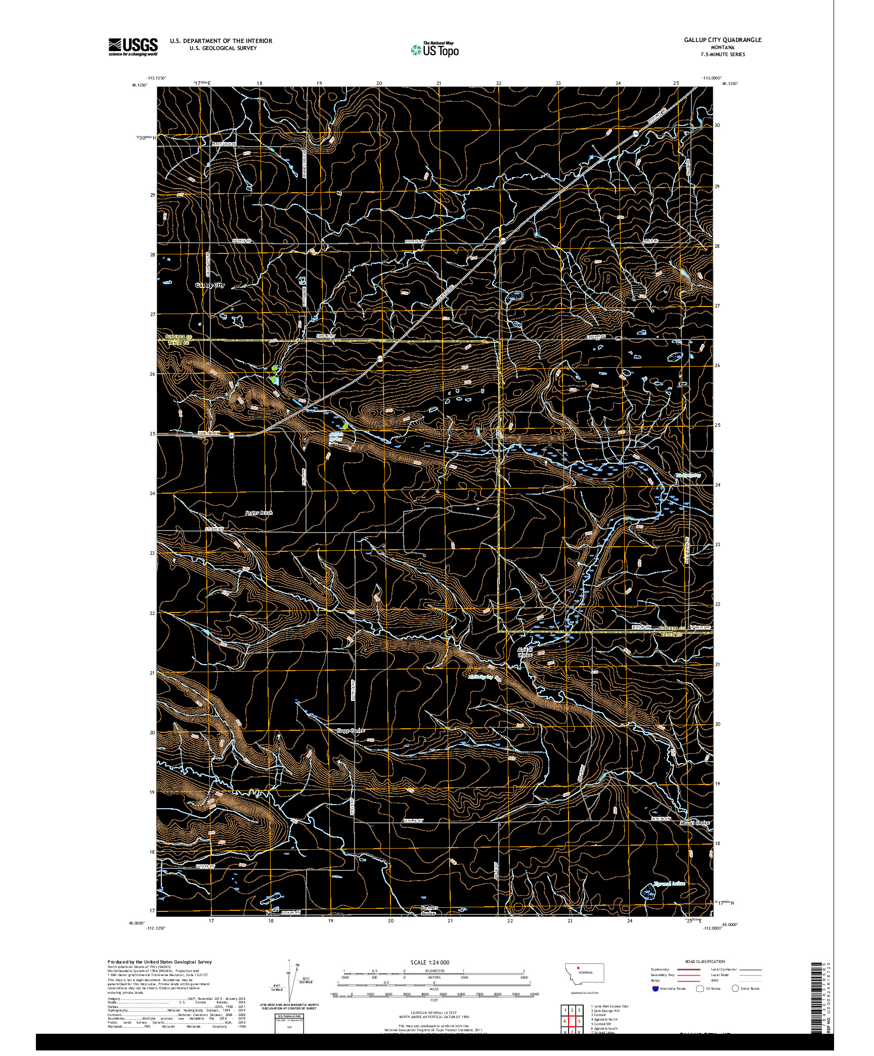 USGS US TOPO 7.5-MINUTE MAP FOR GALLUP CITY, MT 2020