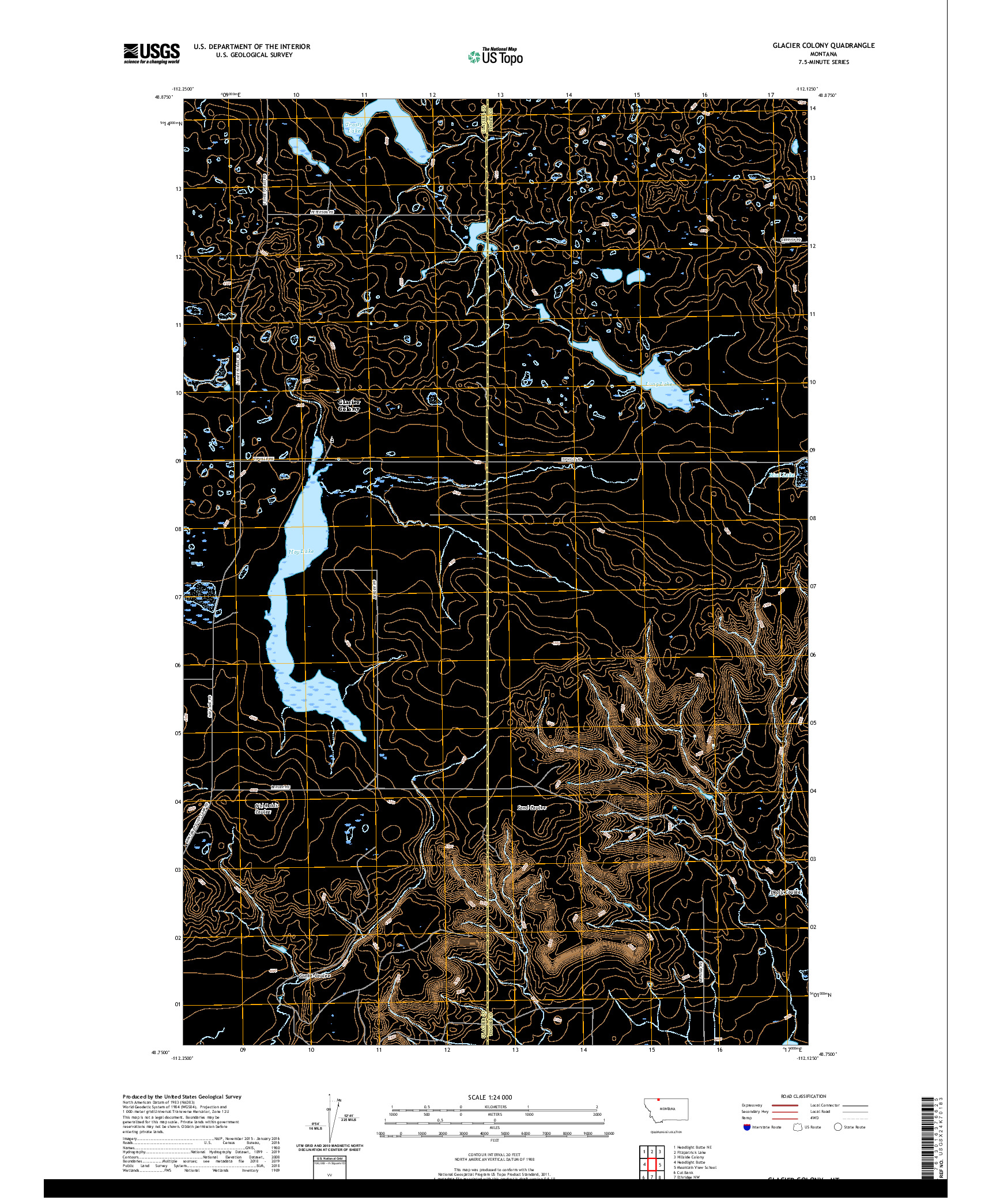 USGS US TOPO 7.5-MINUTE MAP FOR GLACIER COLONY, MT 2020