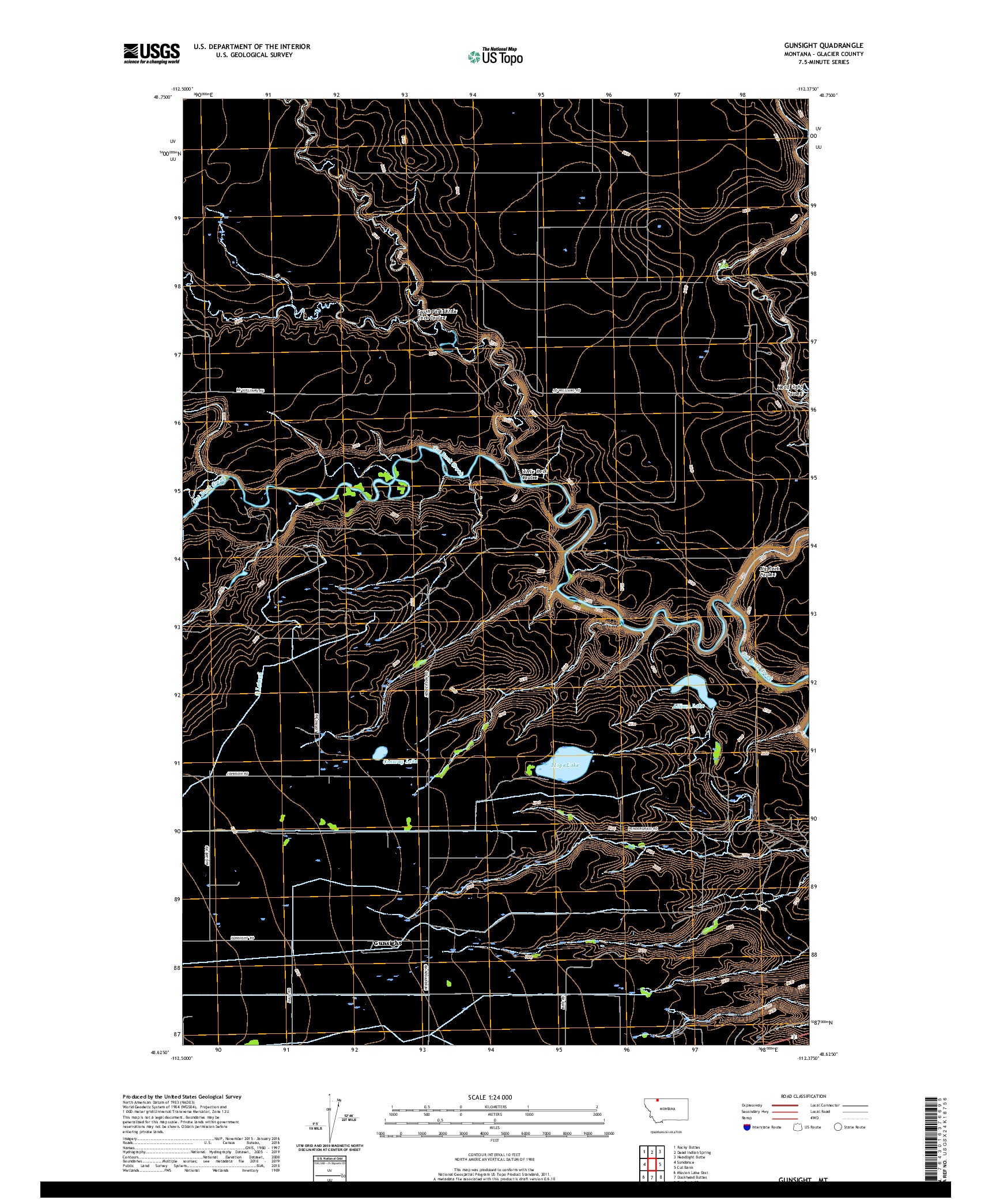 USGS US TOPO 7.5-MINUTE MAP FOR GUNSIGHT, MT 2020