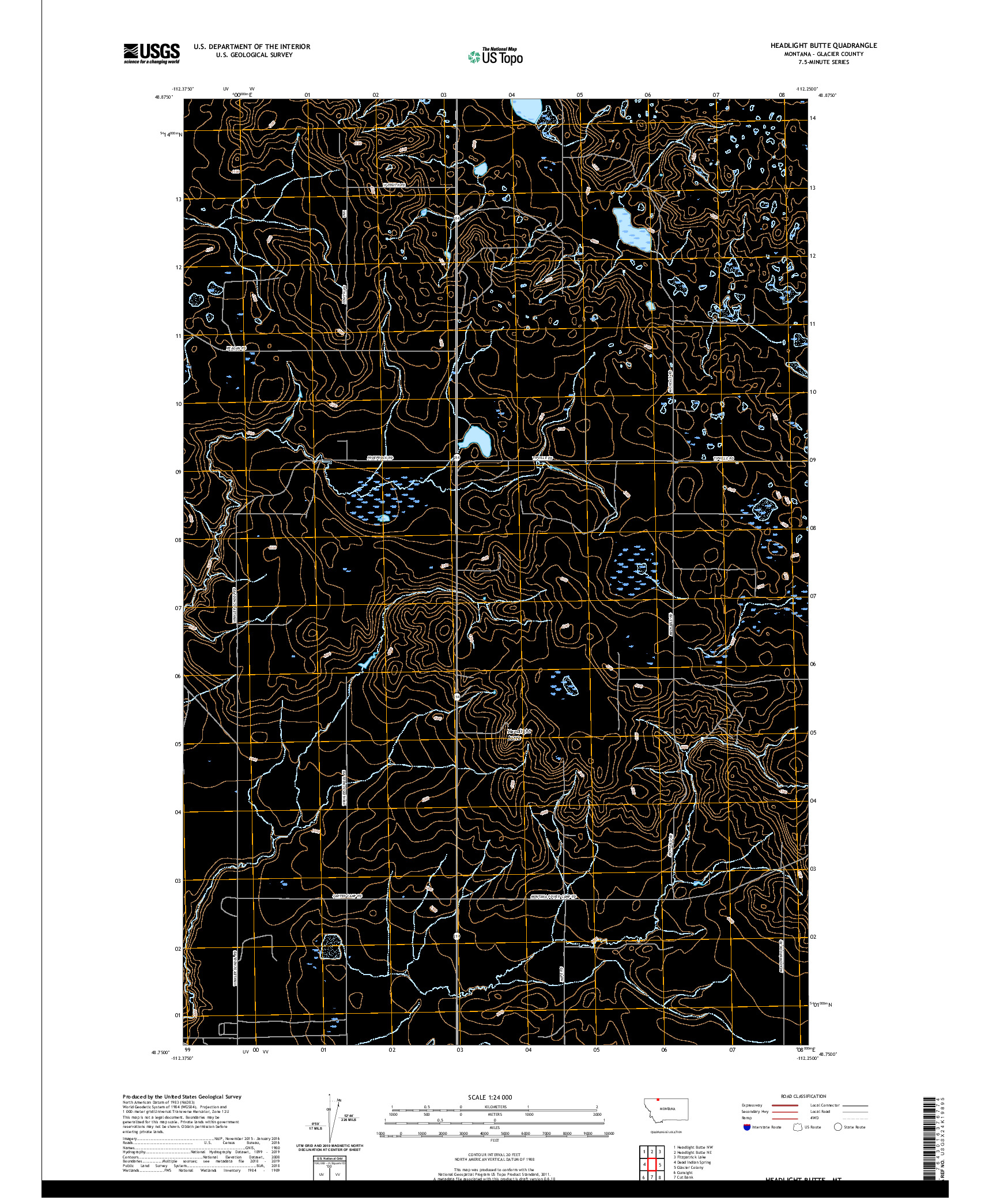 USGS US TOPO 7.5-MINUTE MAP FOR HEADLIGHT BUTTE, MT 2020