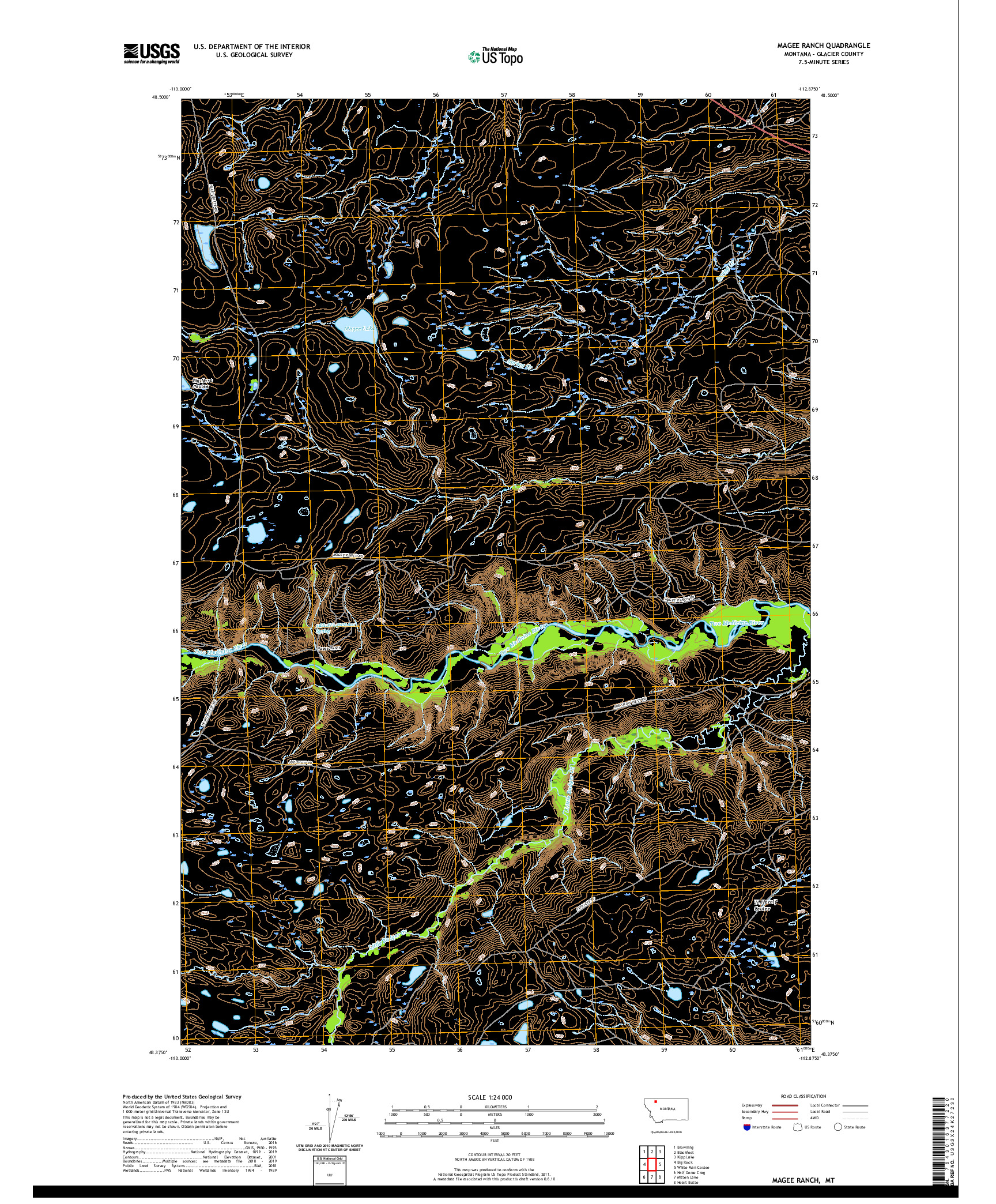 USGS US TOPO 7.5-MINUTE MAP FOR MAGEE RANCH, MT 2020