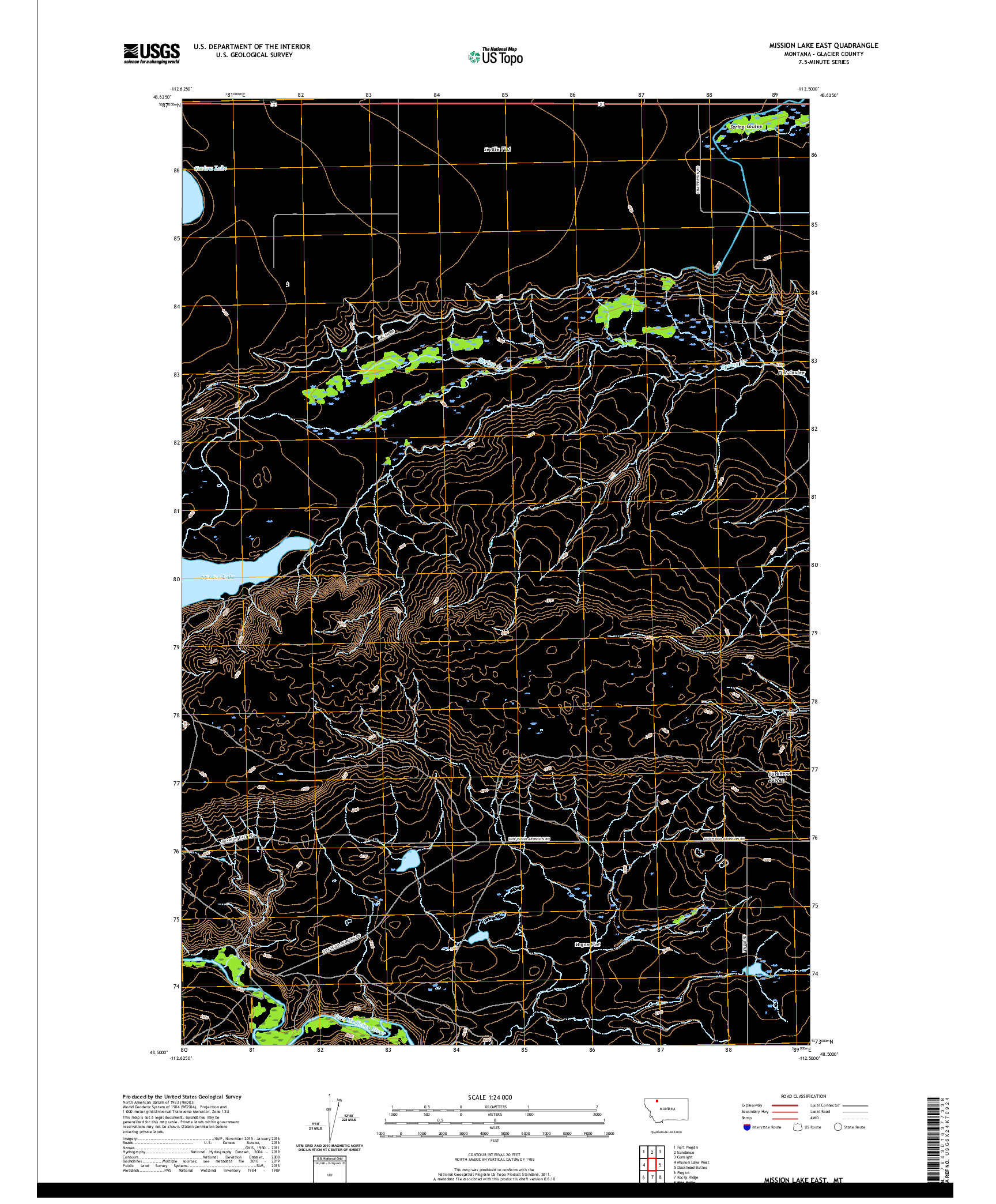 USGS US TOPO 7.5-MINUTE MAP FOR MISSION LAKE EAST, MT 2020