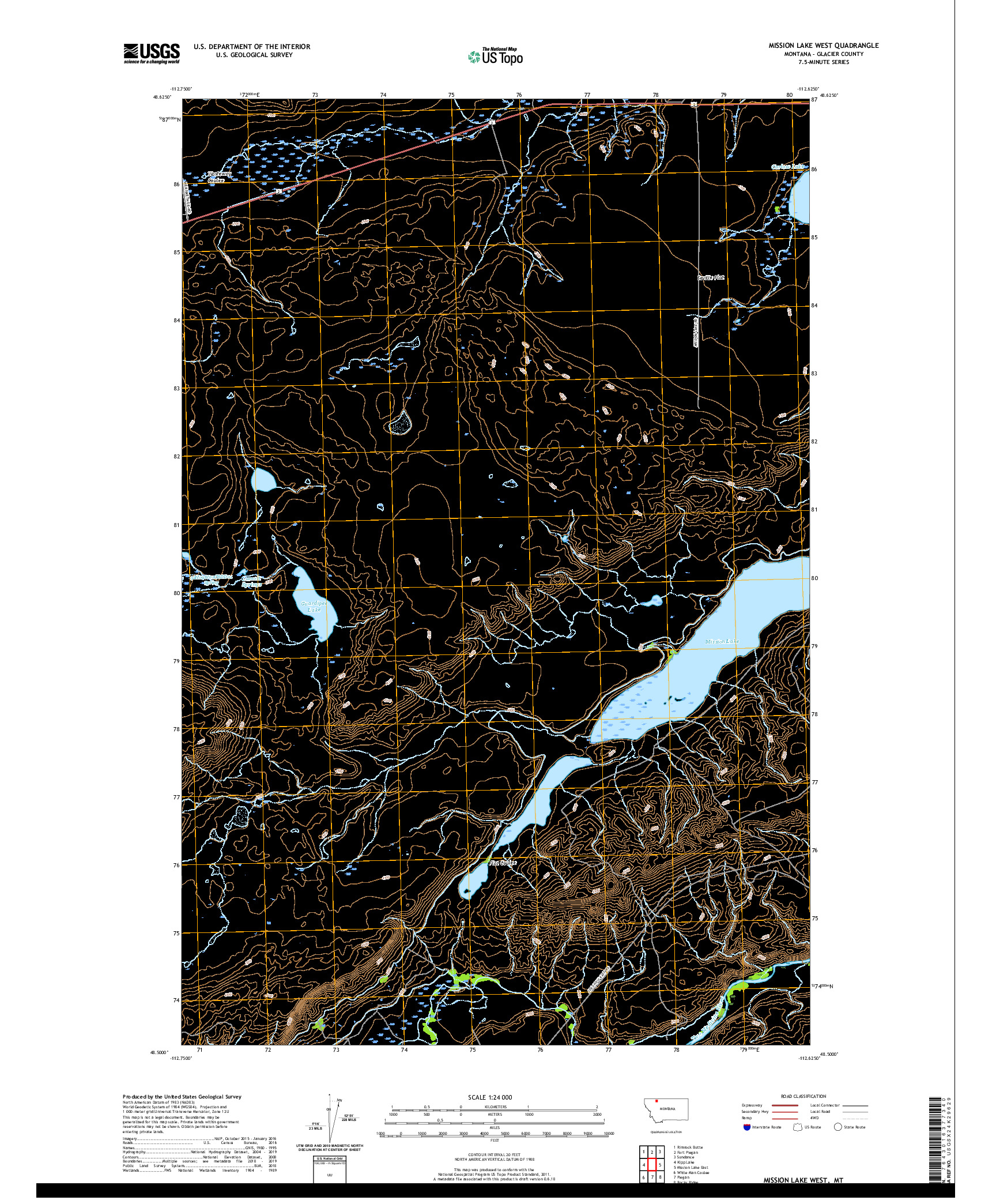 USGS US TOPO 7.5-MINUTE MAP FOR MISSION LAKE WEST, MT 2020