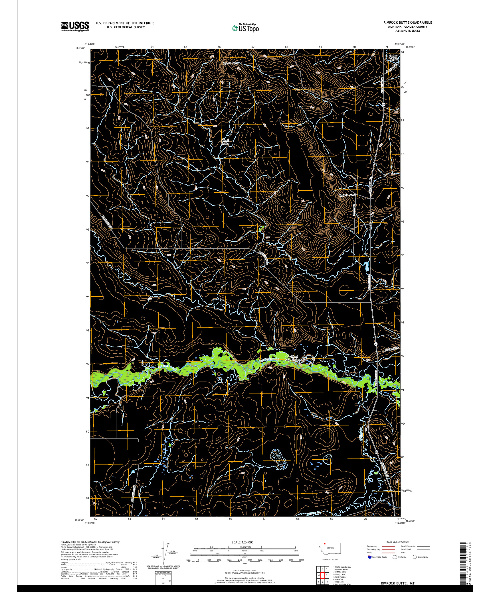 USGS US TOPO 7.5-MINUTE MAP FOR RIMROCK BUTTE, MT 2020