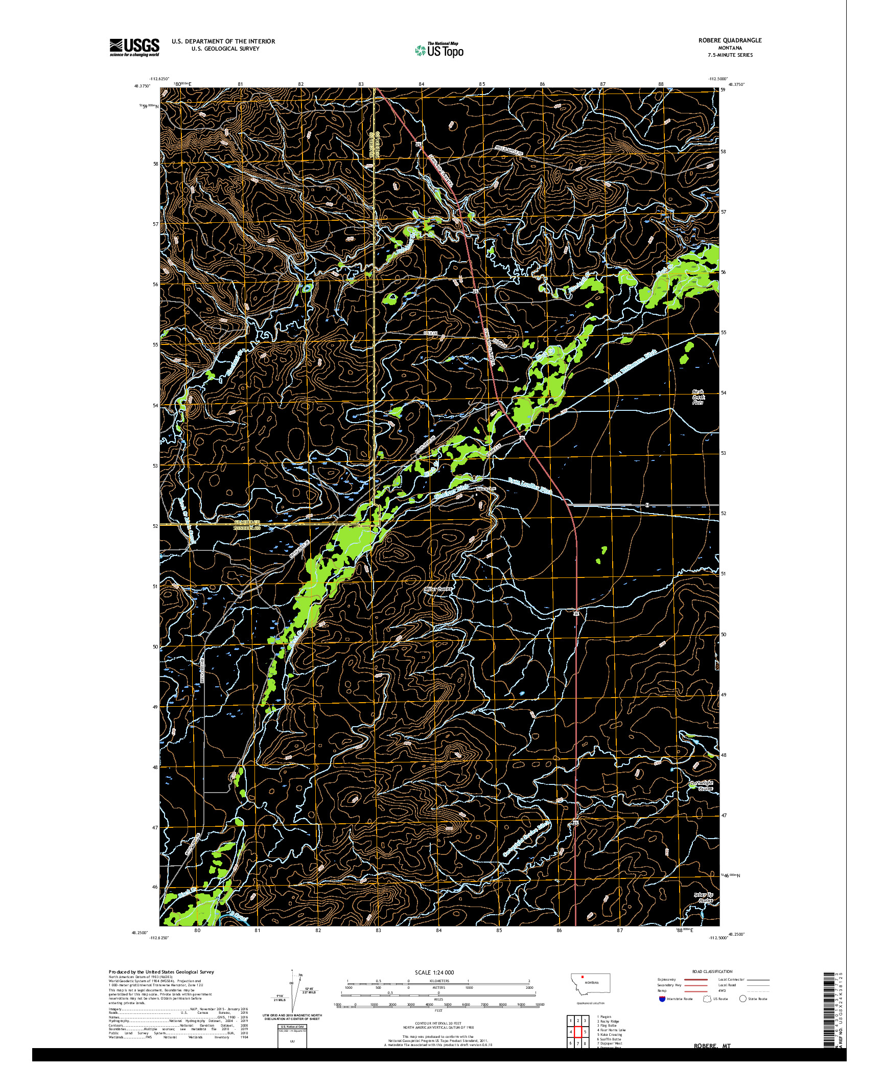 USGS US TOPO 7.5-MINUTE MAP FOR ROBERE, MT 2020