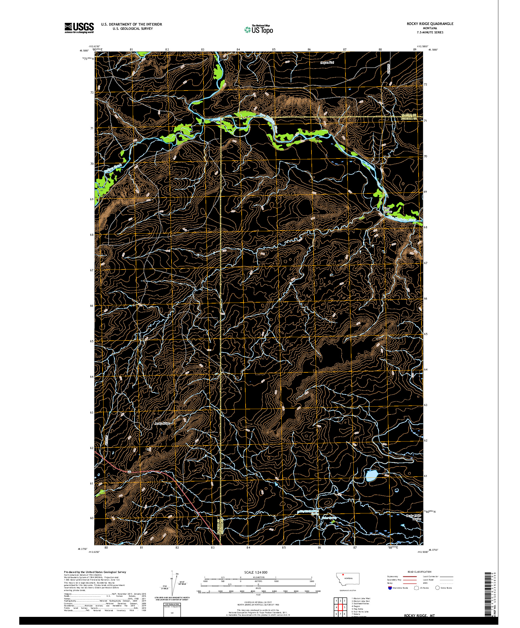 USGS US TOPO 7.5-MINUTE MAP FOR ROCKY RIDGE, MT 2020