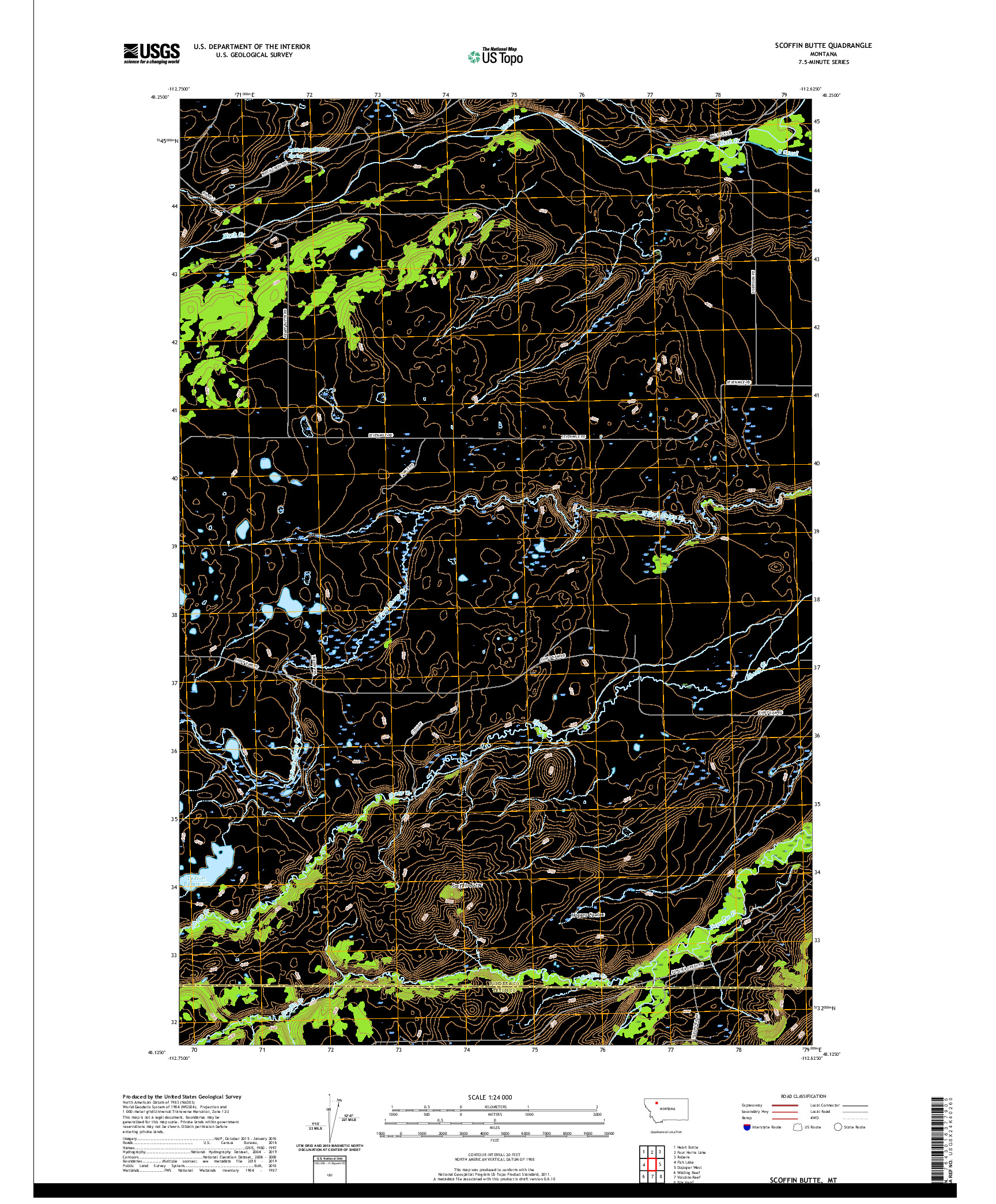 USGS US TOPO 7.5-MINUTE MAP FOR SCOFFIN BUTTE, MT 2020