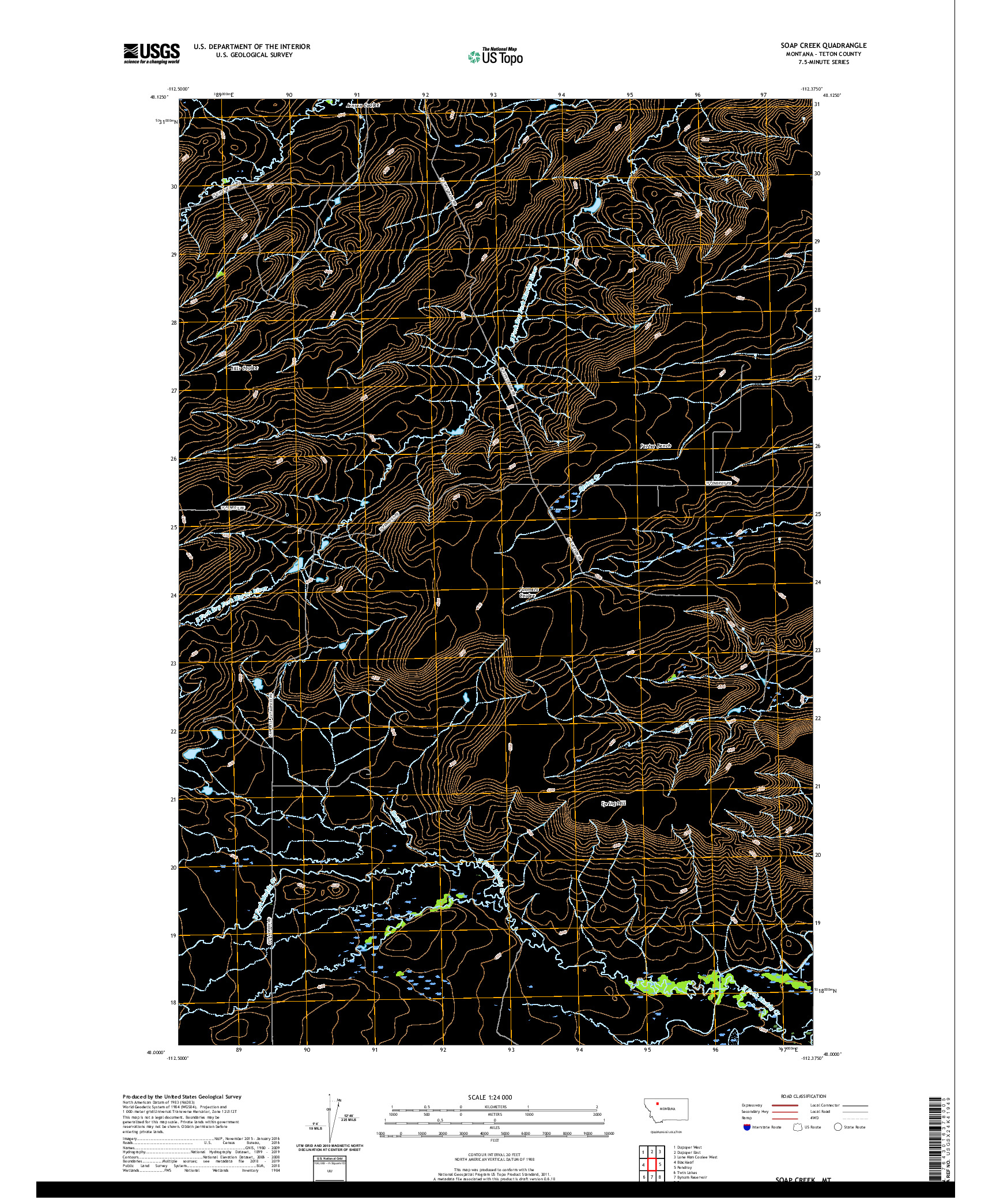 USGS US TOPO 7.5-MINUTE MAP FOR SOAP CREEK, MT 2020