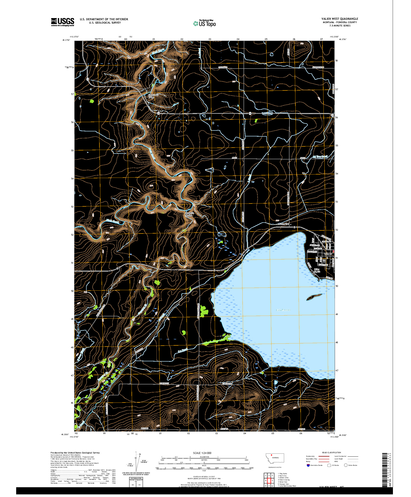 USGS US TOPO 7.5-MINUTE MAP FOR VALIER WEST, MT 2020