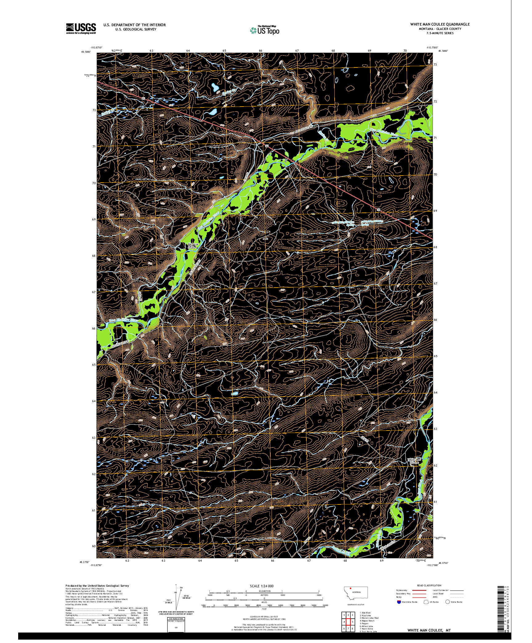 USGS US TOPO 7.5-MINUTE MAP FOR WHITE MAN COULEE, MT 2020