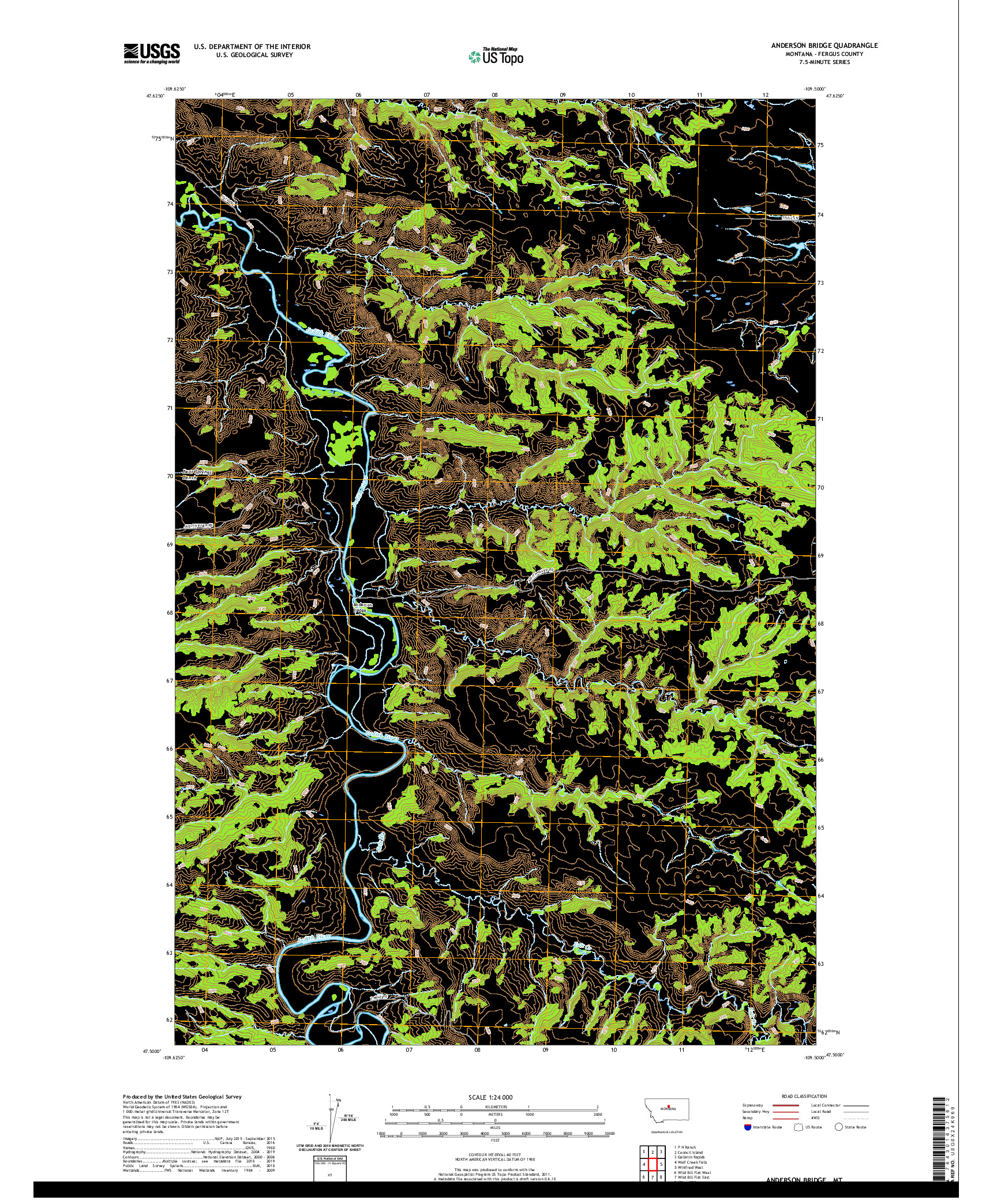 USGS US TOPO 7.5-MINUTE MAP FOR ANDERSON BRIDGE, MT 2020