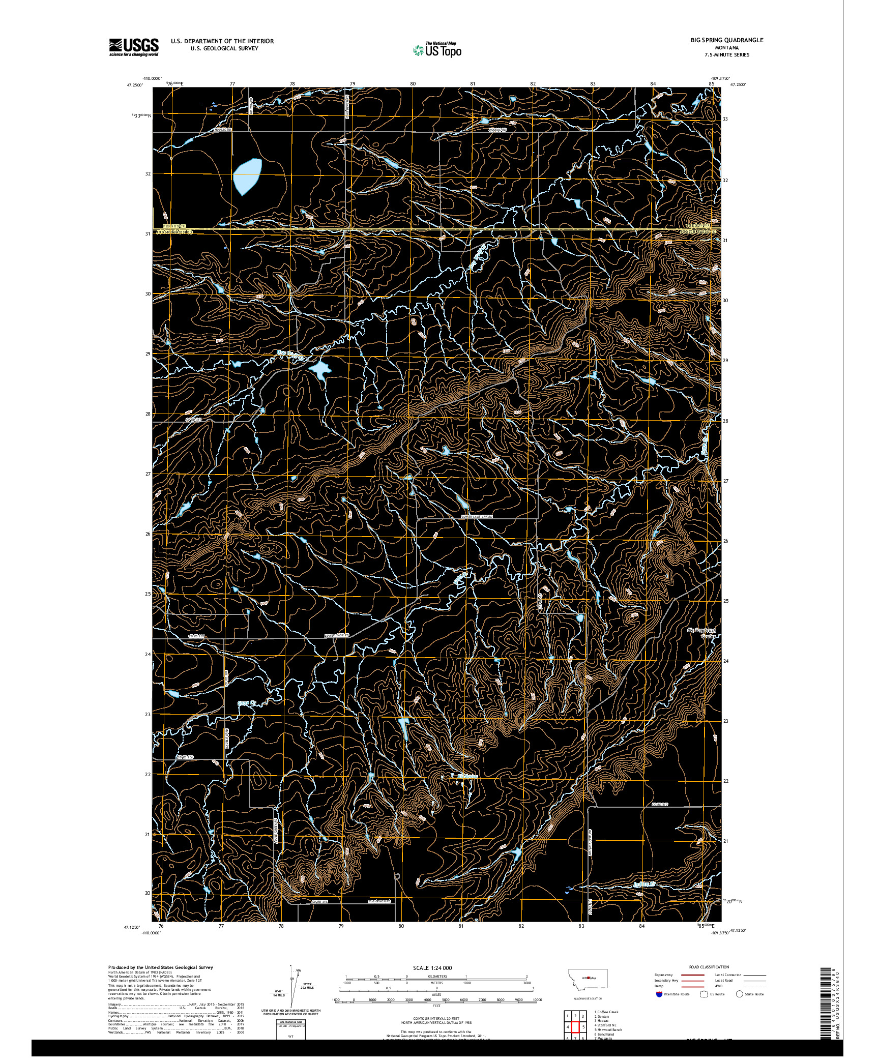 USGS US TOPO 7.5-MINUTE MAP FOR BIG SPRING, MT 2020