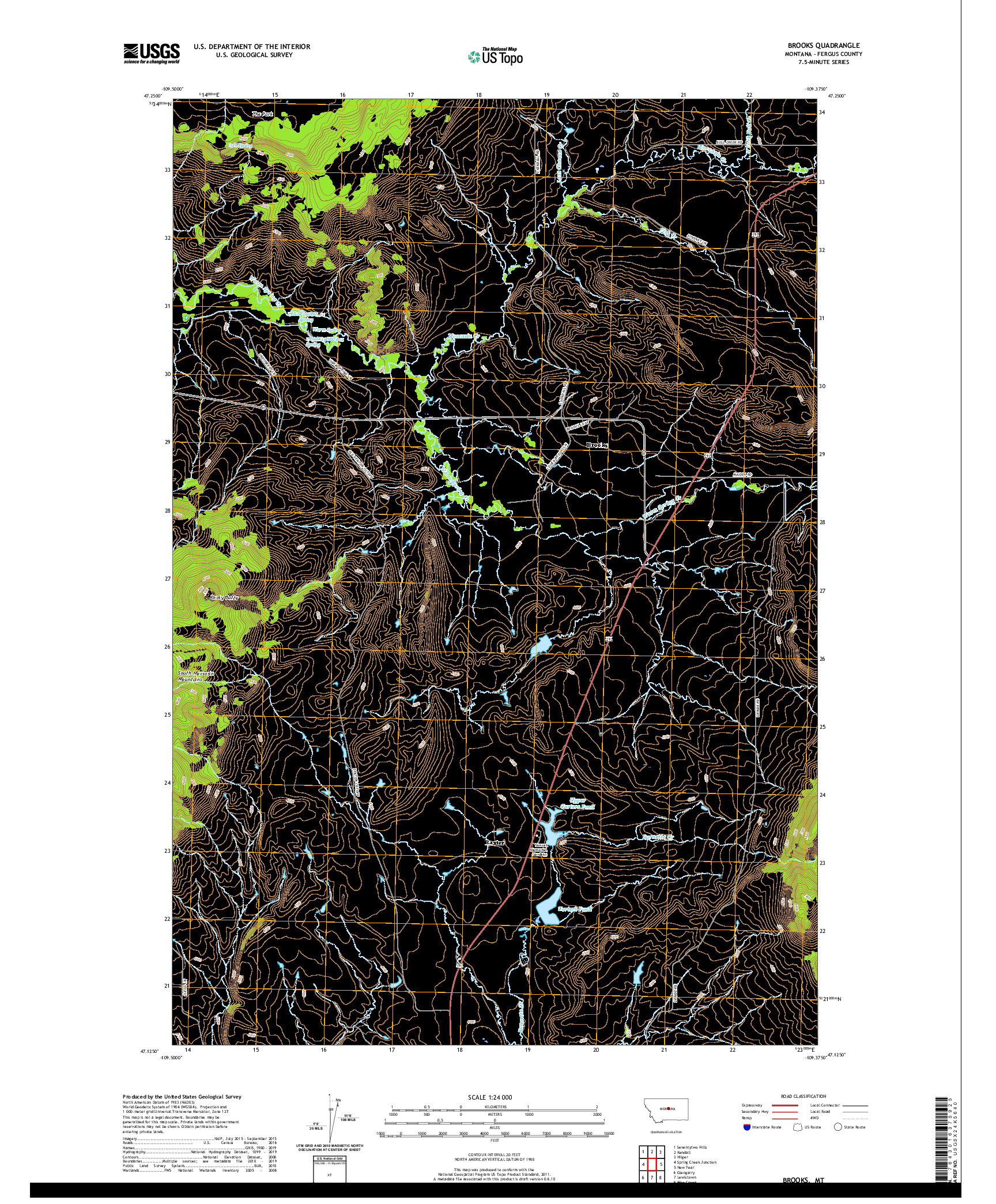 USGS US TOPO 7.5-MINUTE MAP FOR BROOKS, MT 2020