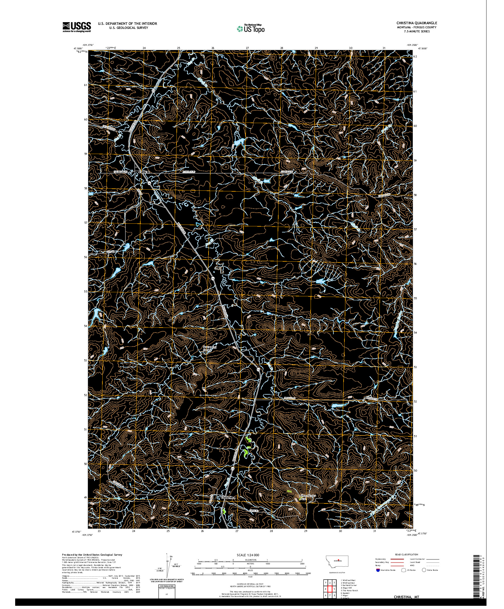 USGS US TOPO 7.5-MINUTE MAP FOR CHRISTINA, MT 2020