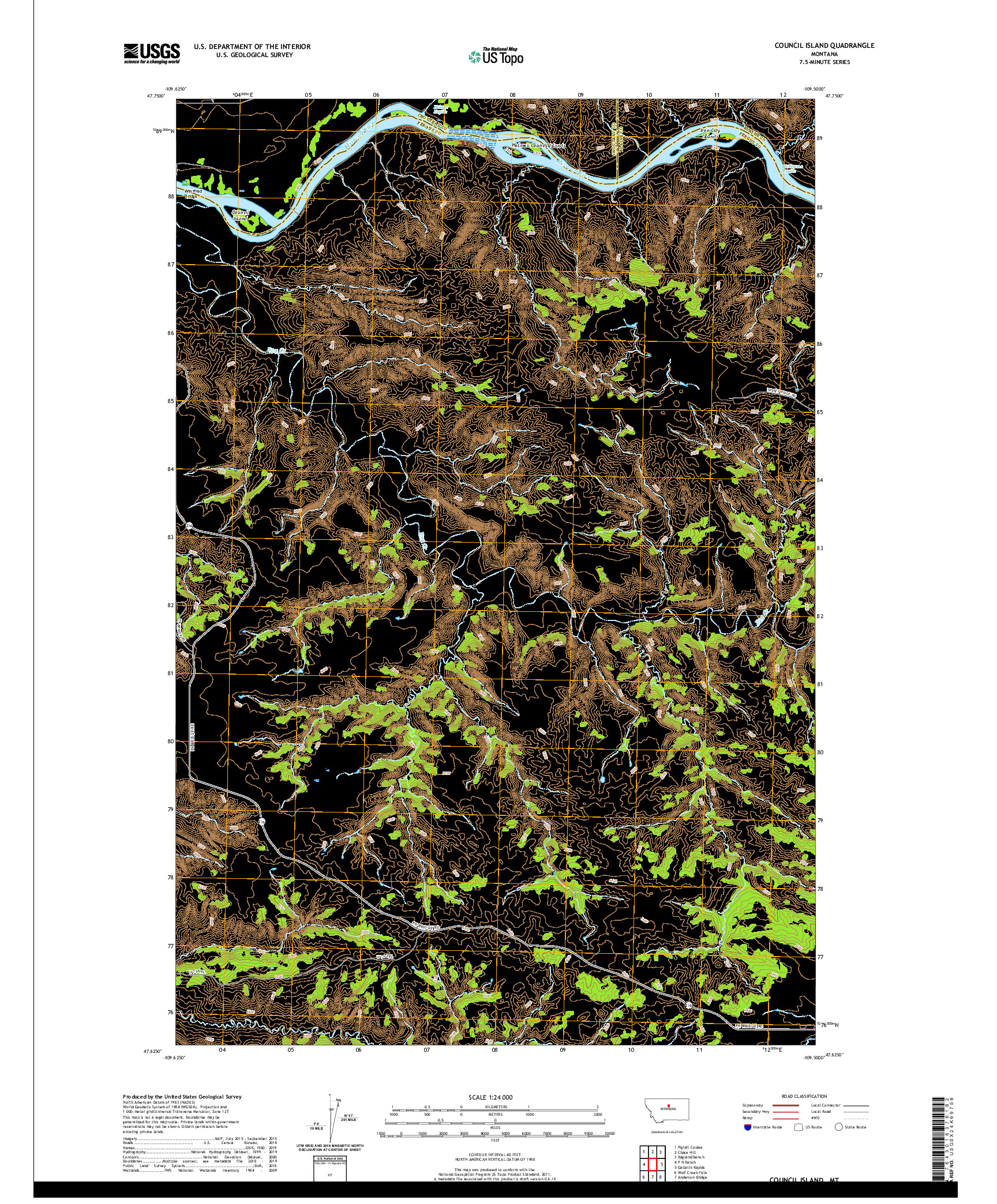 USGS US TOPO 7.5-MINUTE MAP FOR COUNCIL ISLAND, MT 2020