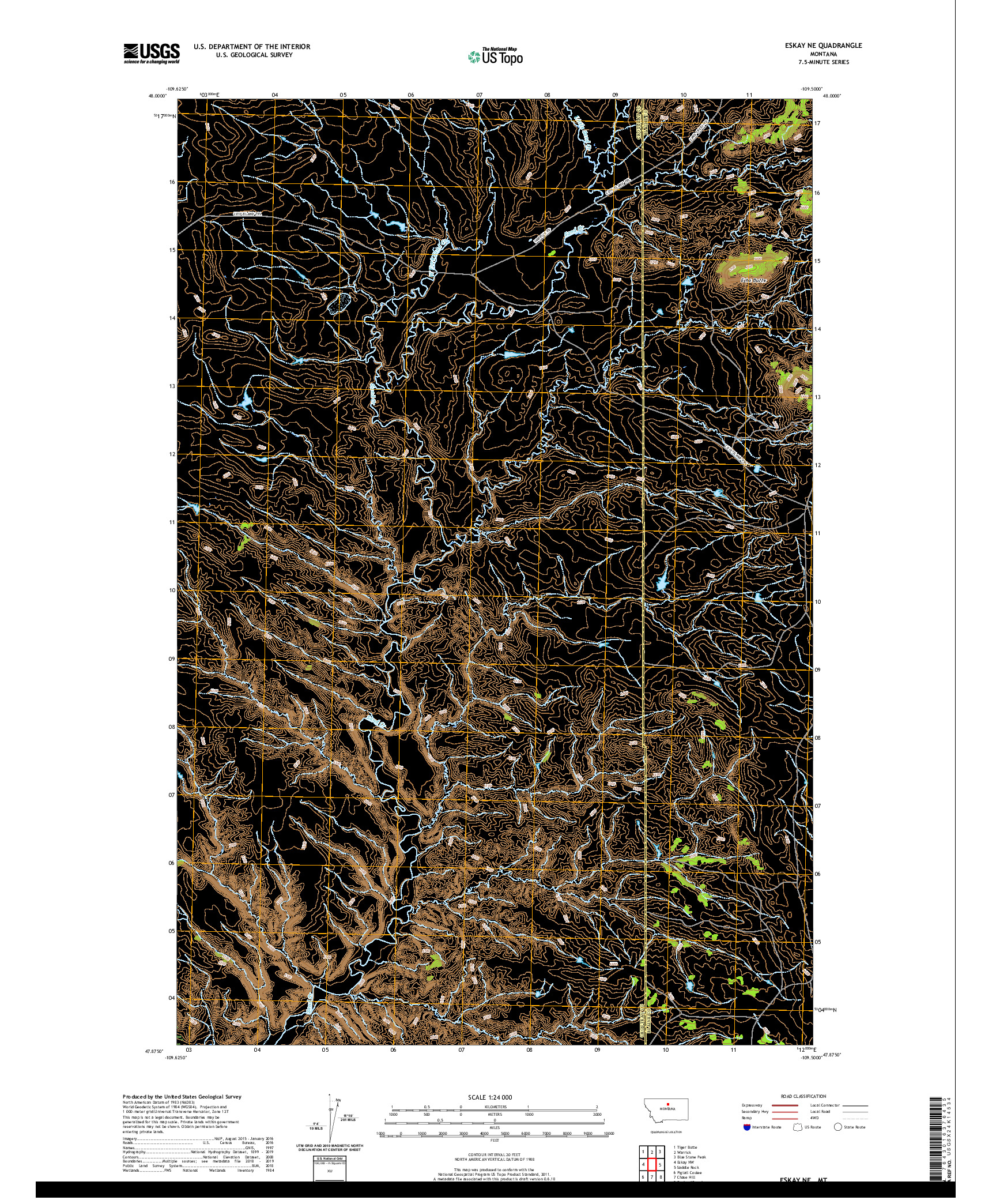 USGS US TOPO 7.5-MINUTE MAP FOR ESKAY NE, MT 2020