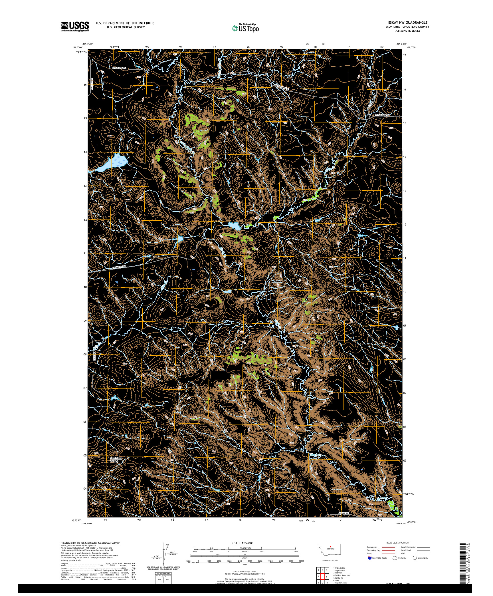 USGS US TOPO 7.5-MINUTE MAP FOR ESKAY NW, MT 2020