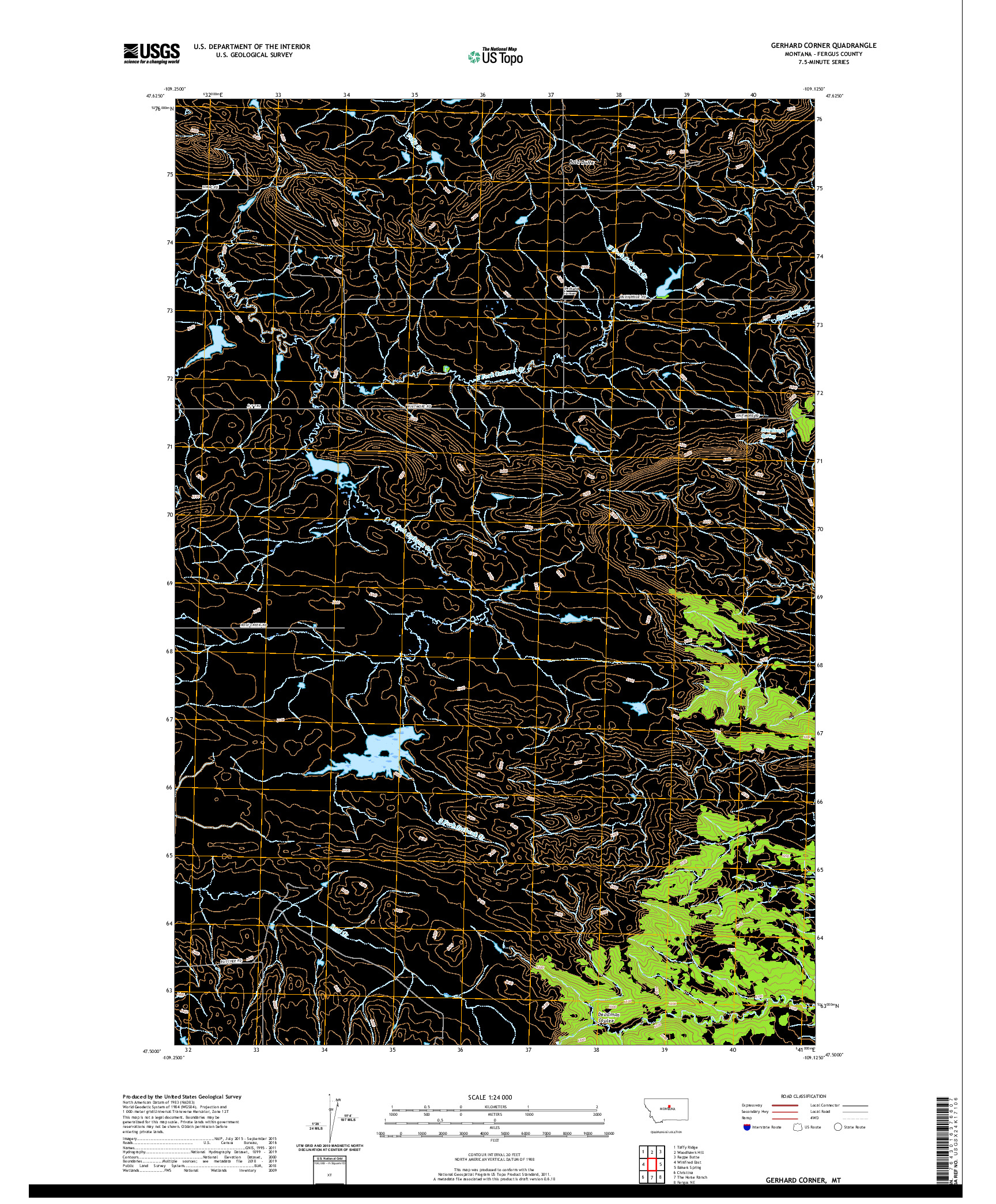 USGS US TOPO 7.5-MINUTE MAP FOR GERHARD CORNER, MT 2020