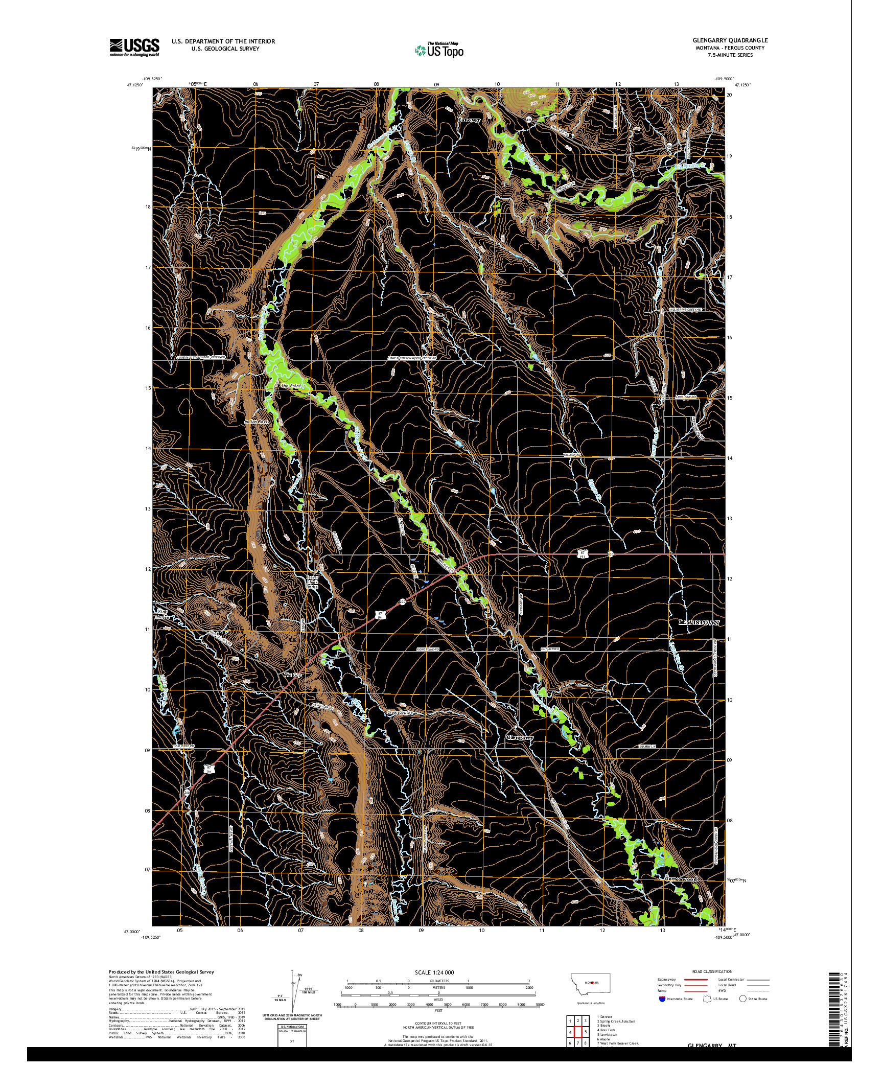 USGS US TOPO 7.5-MINUTE MAP FOR GLENGARRY, MT 2020