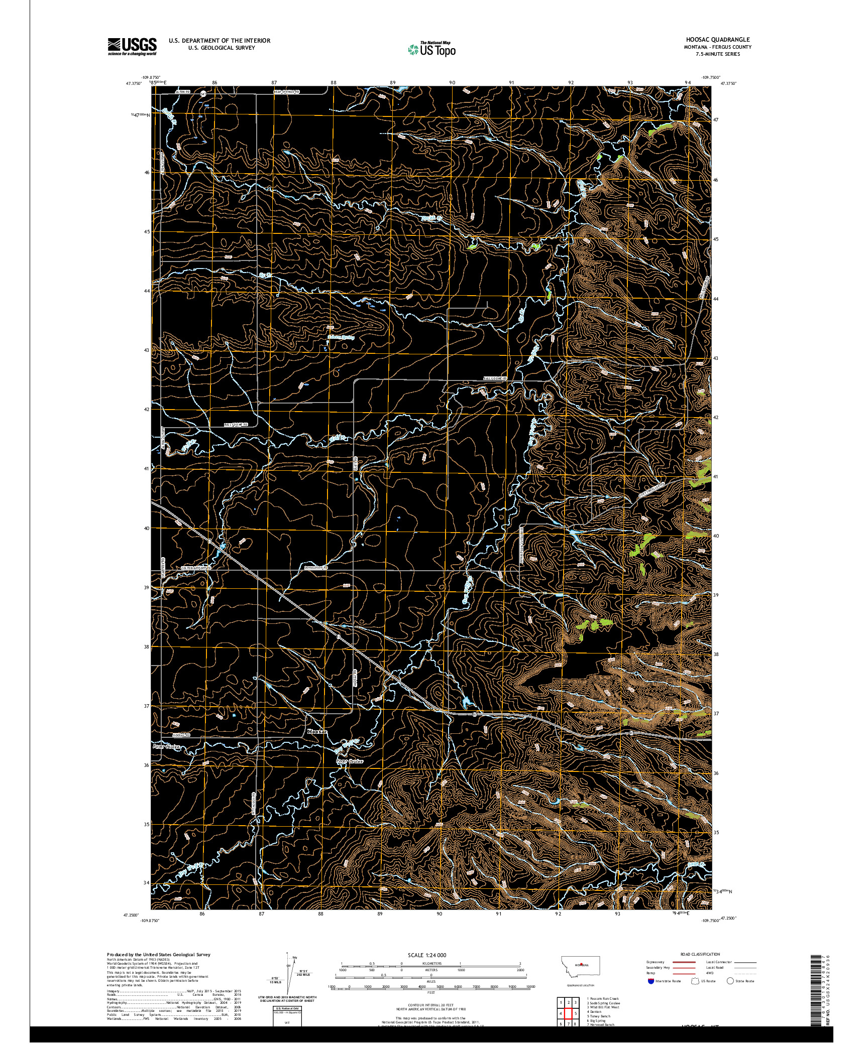 USGS US TOPO 7.5-MINUTE MAP FOR HOOSAC, MT 2020