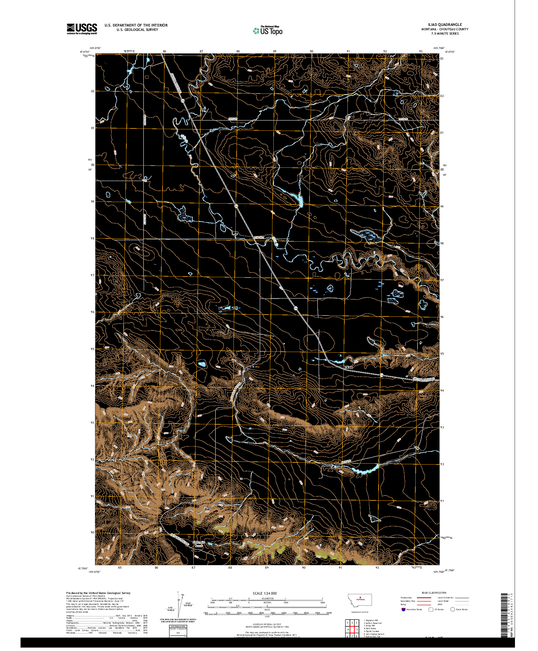 USGS US TOPO 7.5-MINUTE MAP FOR ILIAD, MT 2020