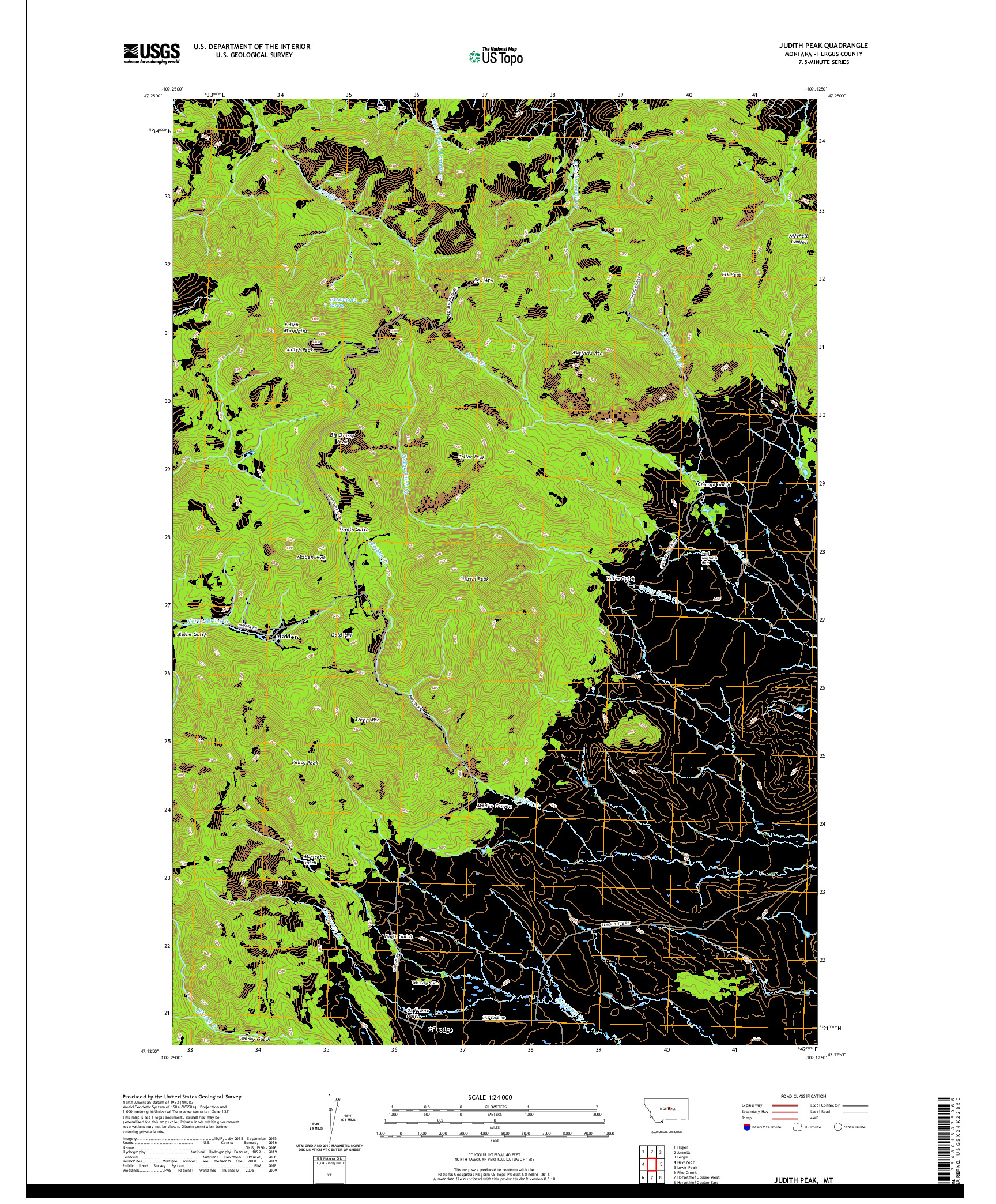 USGS US TOPO 7.5-MINUTE MAP FOR JUDITH PEAK, MT 2020