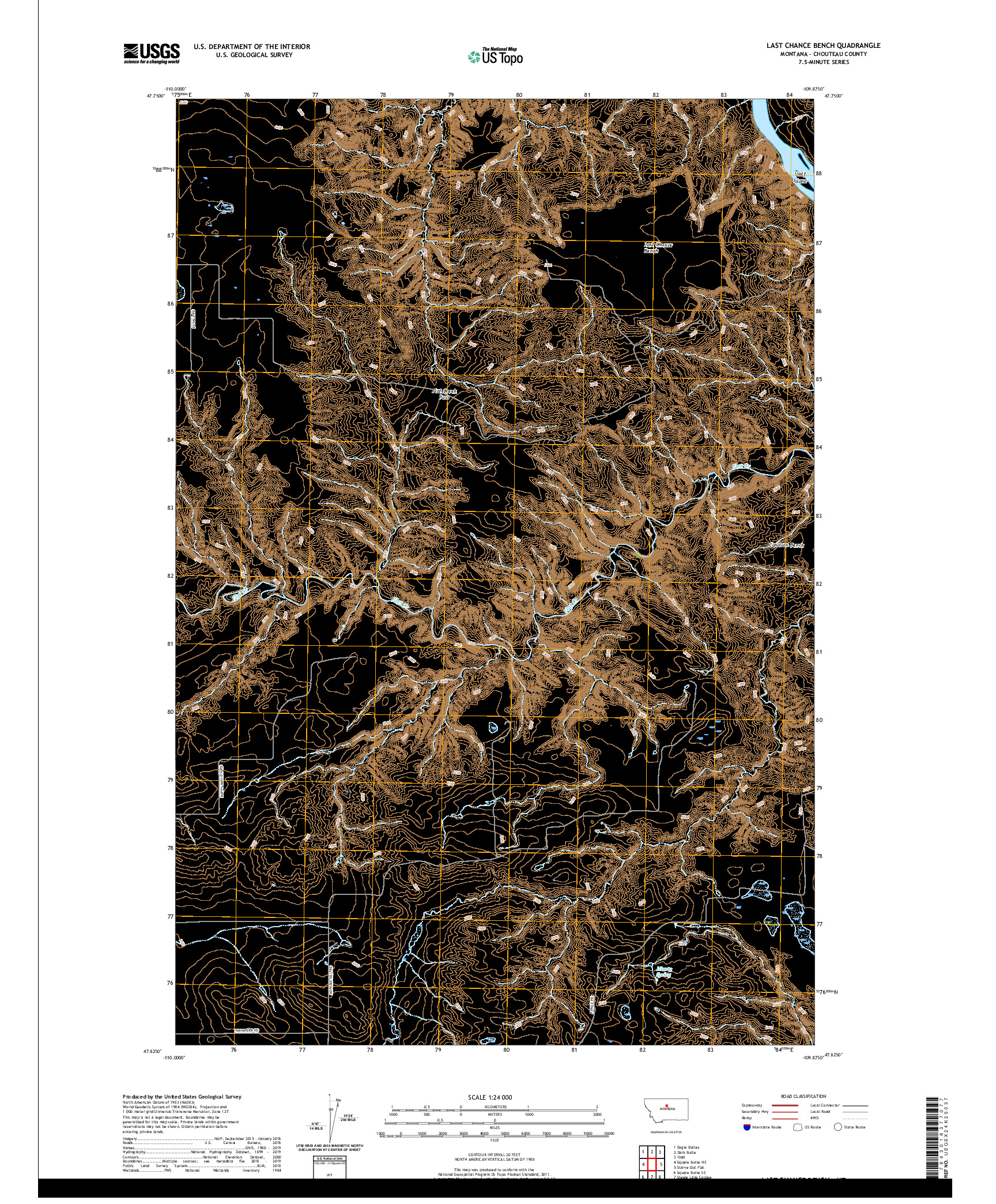 USGS US TOPO 7.5-MINUTE MAP FOR LAST CHANCE BENCH, MT 2020