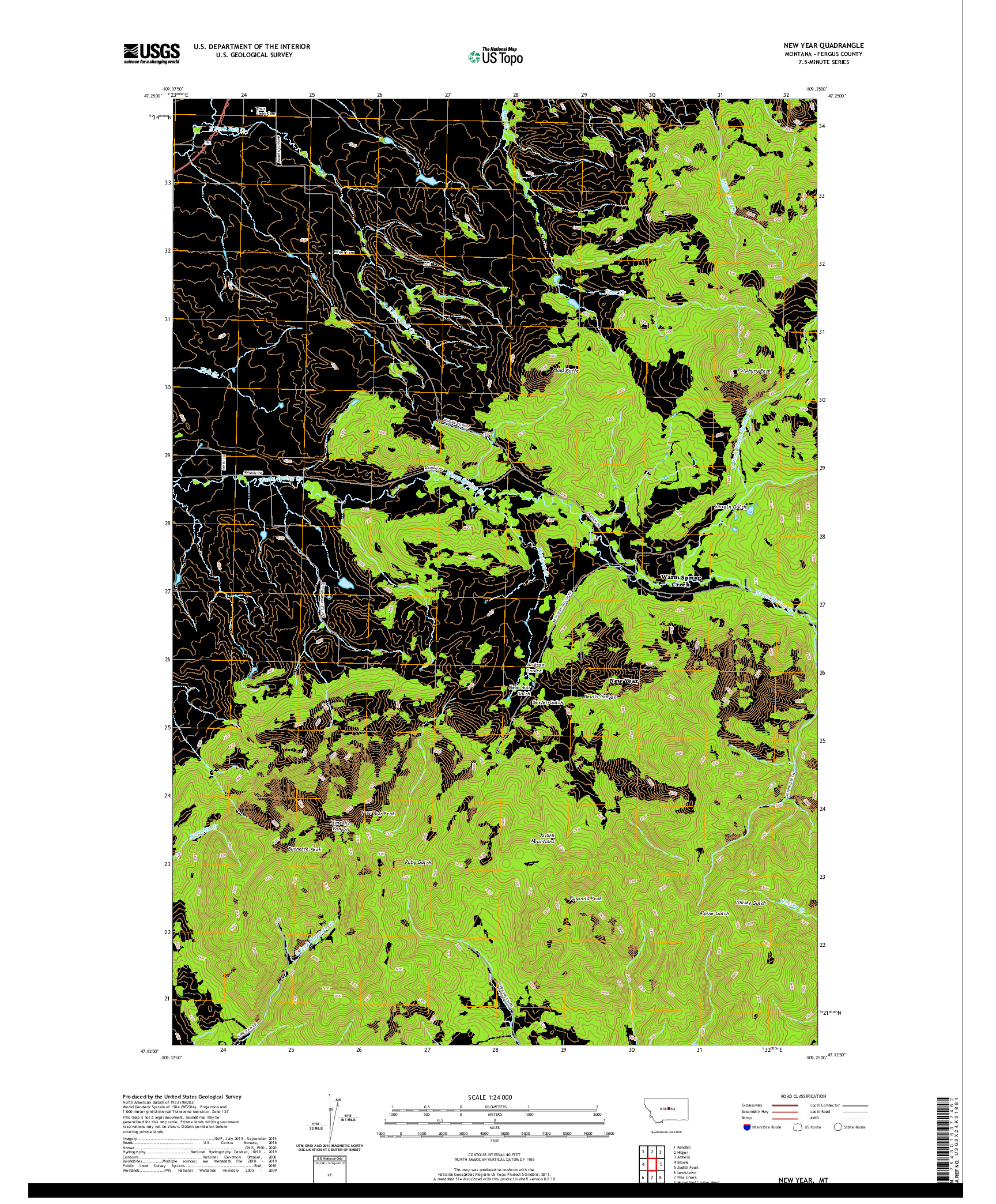 USGS US TOPO 7.5-MINUTE MAP FOR NEW YEAR, MT 2020