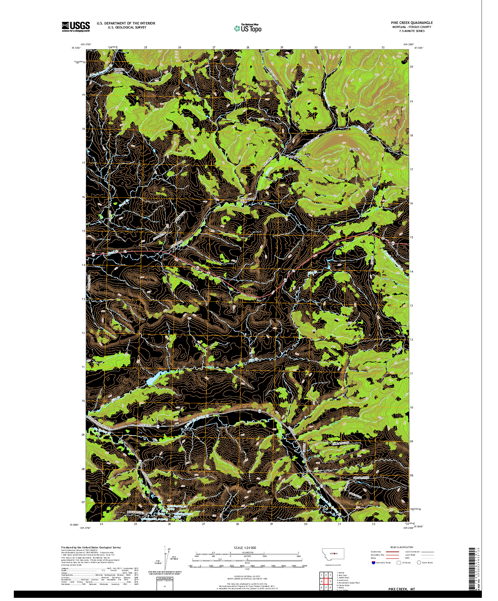 USGS US TOPO 7.5-MINUTE MAP FOR PIKE CREEK, MT 2020