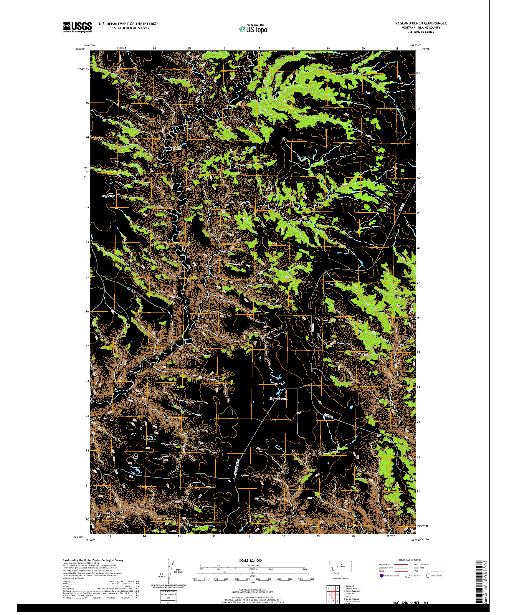 USGS US TOPO 7.5-MINUTE MAP FOR RAGLAND BENCH, MT 2020