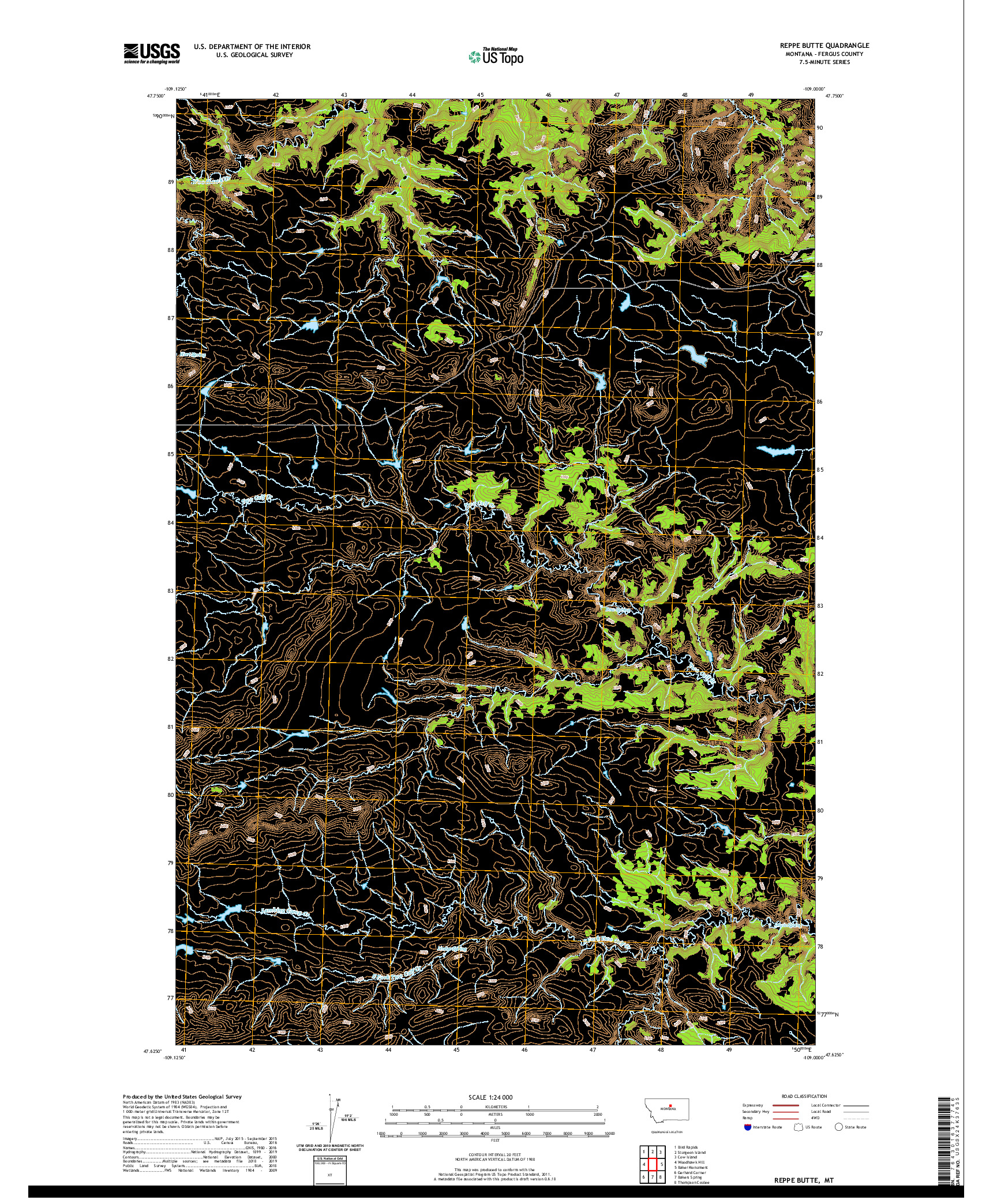 USGS US TOPO 7.5-MINUTE MAP FOR REPPE BUTTE, MT 2020