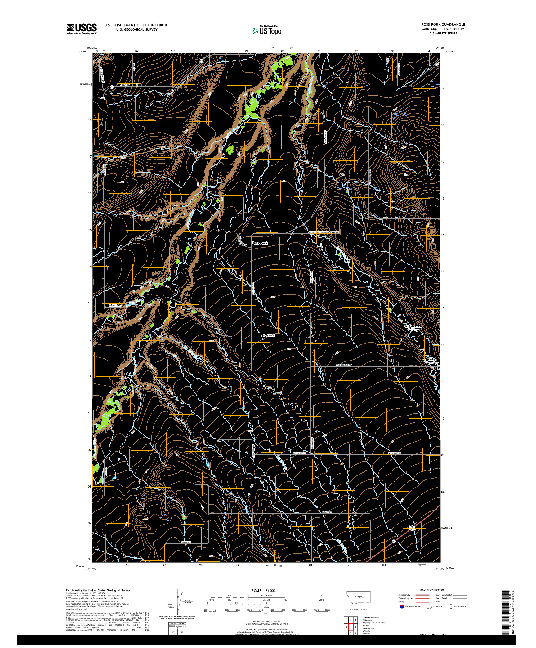 USGS US TOPO 7.5-MINUTE MAP FOR ROSS FORK, MT 2020