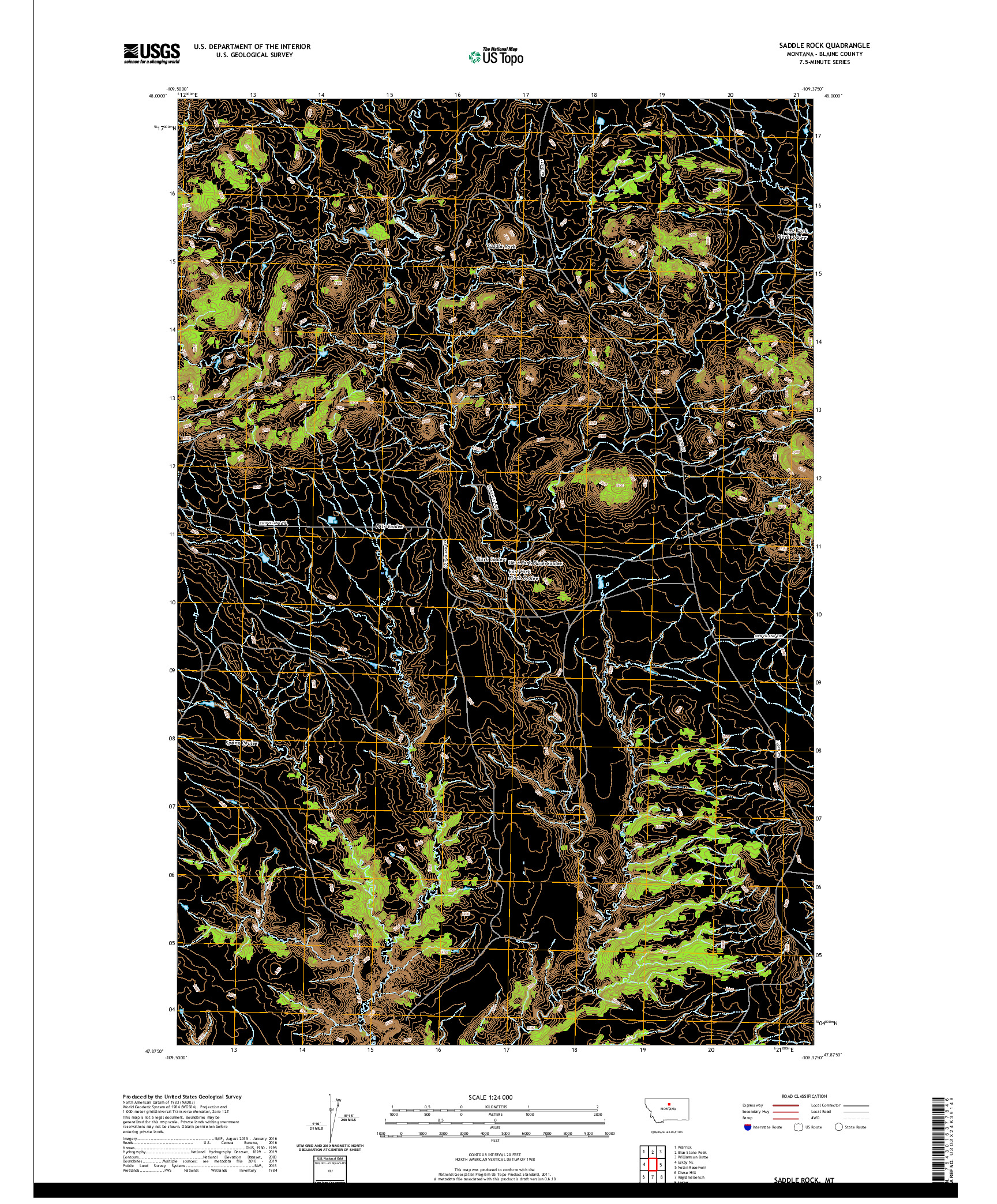 USGS US TOPO 7.5-MINUTE MAP FOR SADDLE ROCK, MT 2020