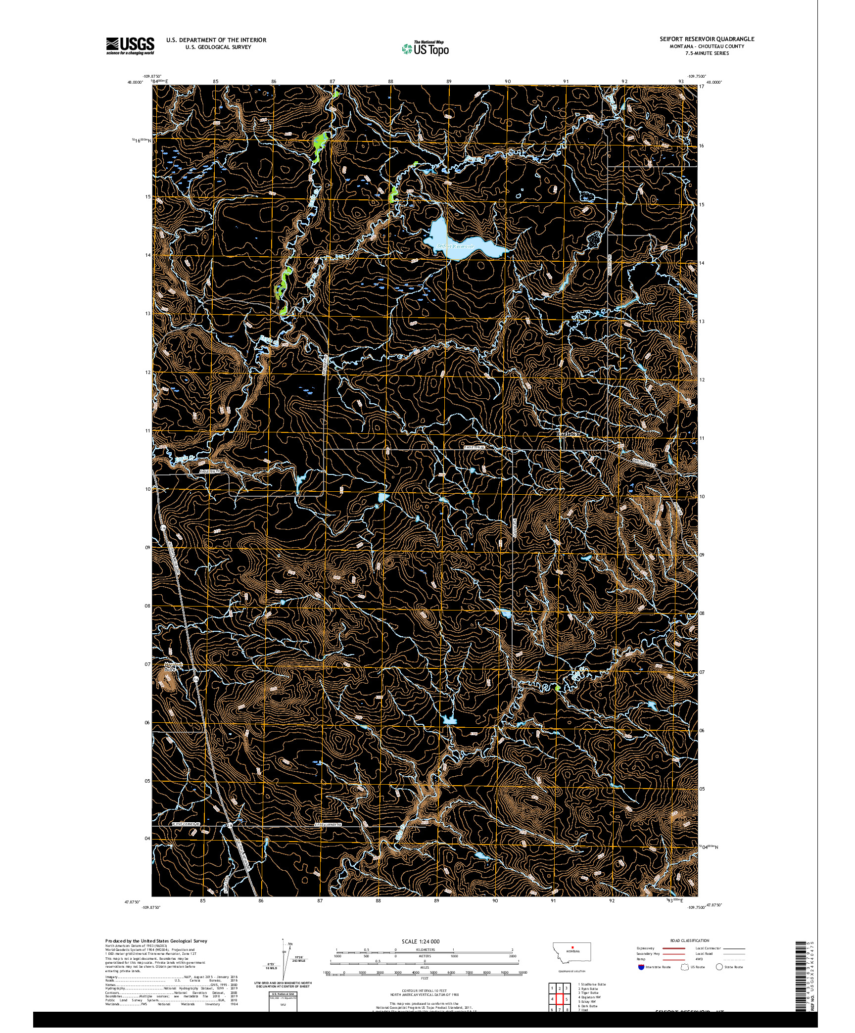 USGS US TOPO 7.5-MINUTE MAP FOR SEIFORT RESERVOIR, MT 2020