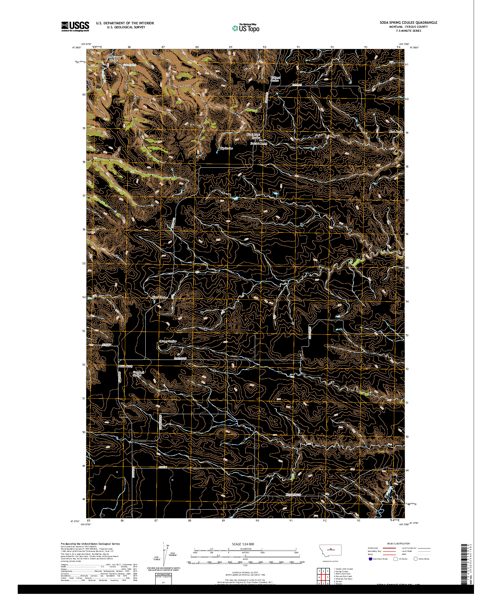 USGS US TOPO 7.5-MINUTE MAP FOR SODA SPRING COULEE, MT 2020