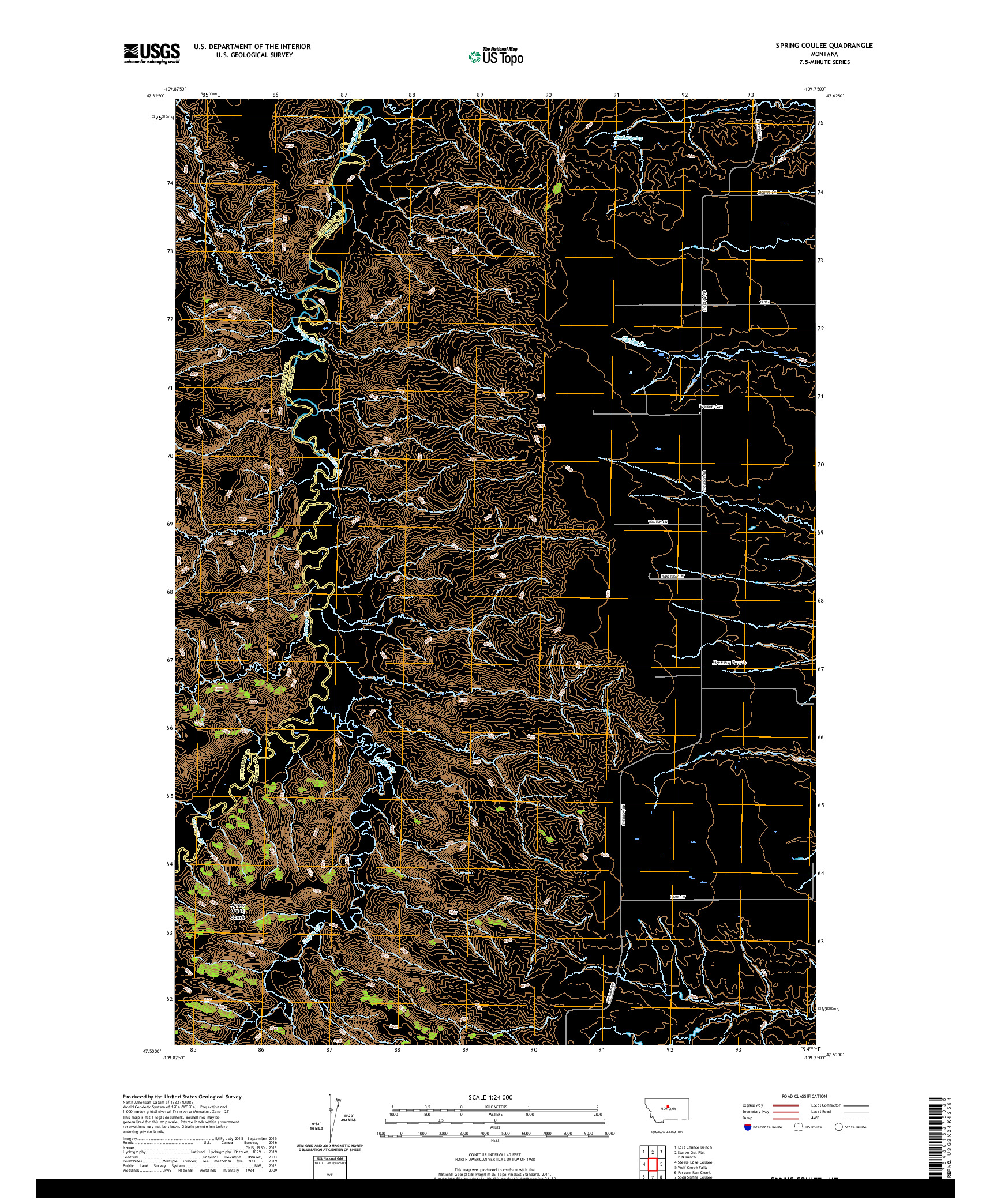 USGS US TOPO 7.5-MINUTE MAP FOR SPRING COULEE, MT 2020