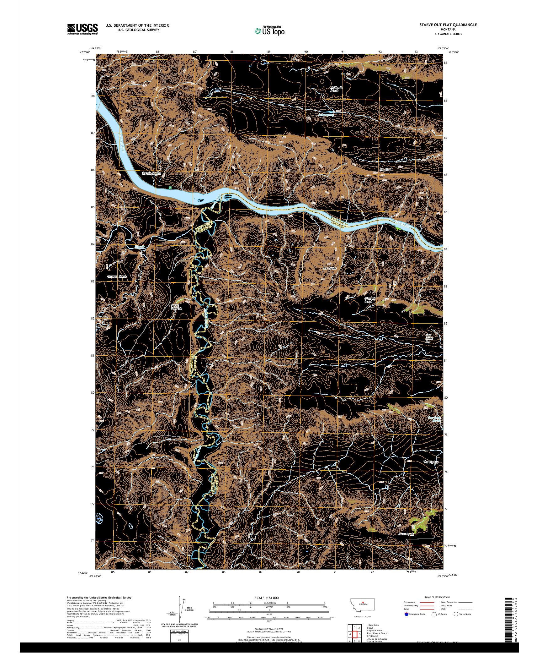 USGS US TOPO 7.5-MINUTE MAP FOR STARVE OUT FLAT, MT 2020
