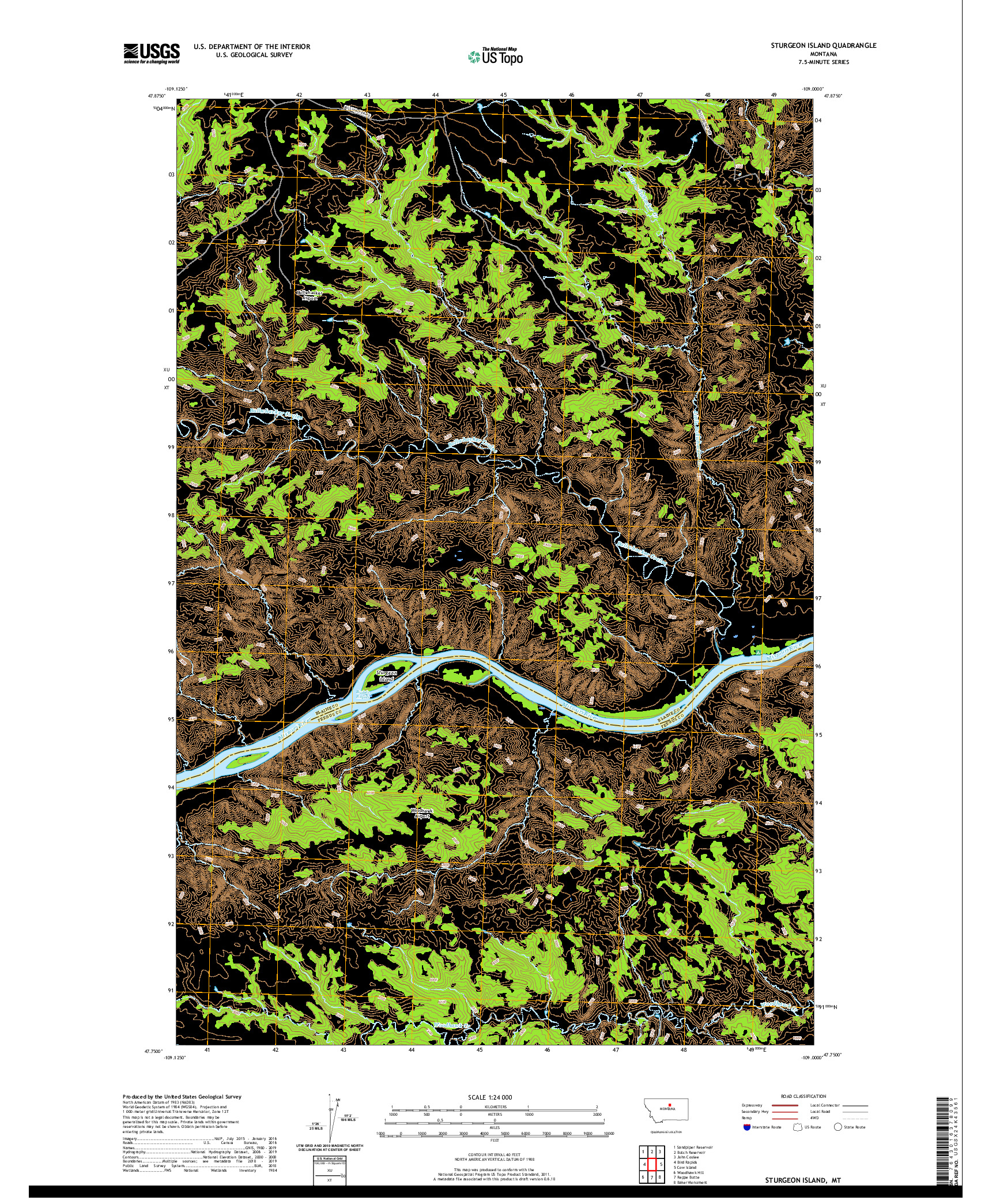 USGS US TOPO 7.5-MINUTE MAP FOR STURGEON ISLAND, MT 2020