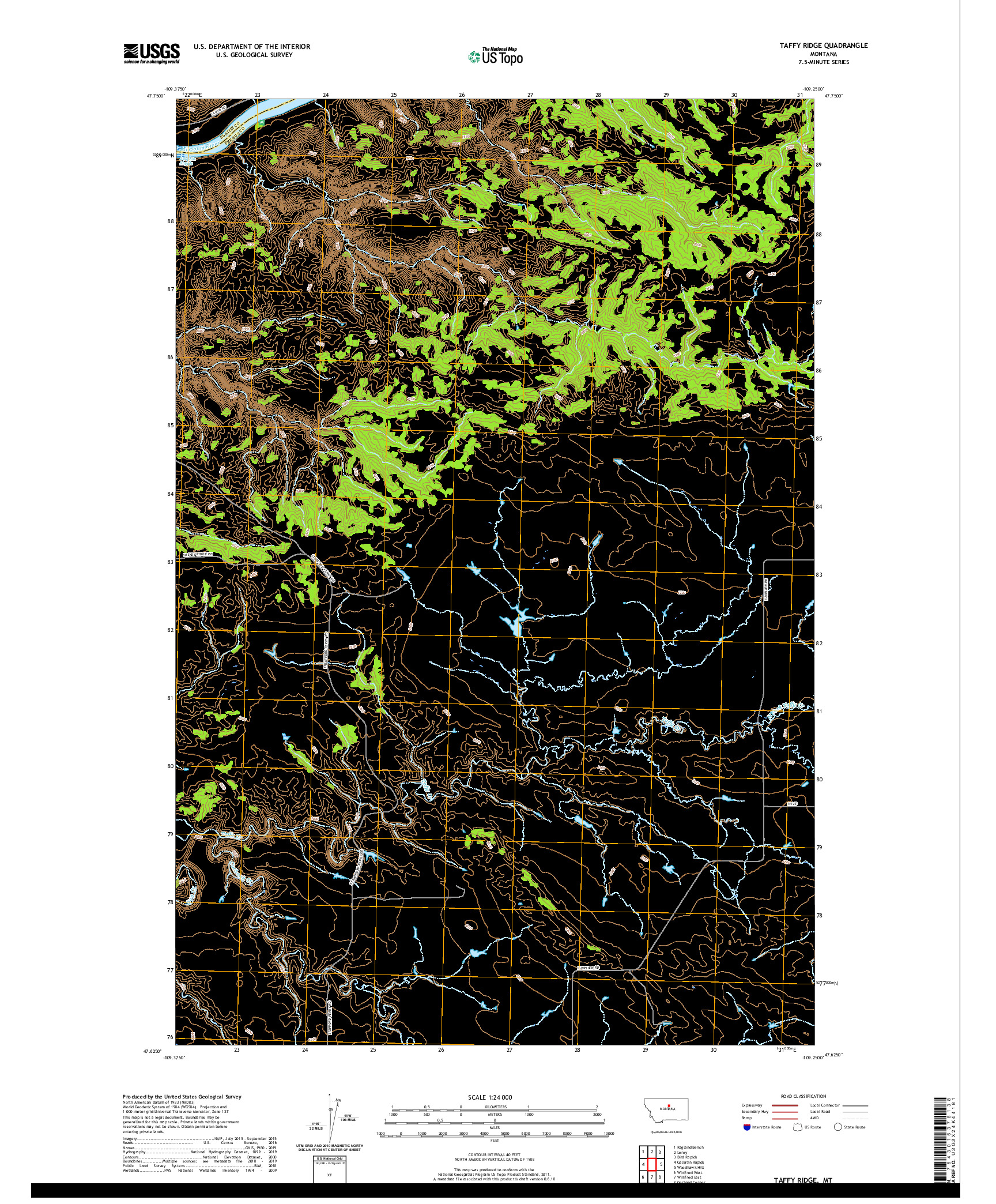 USGS US TOPO 7.5-MINUTE MAP FOR TAFFY RIDGE, MT 2020