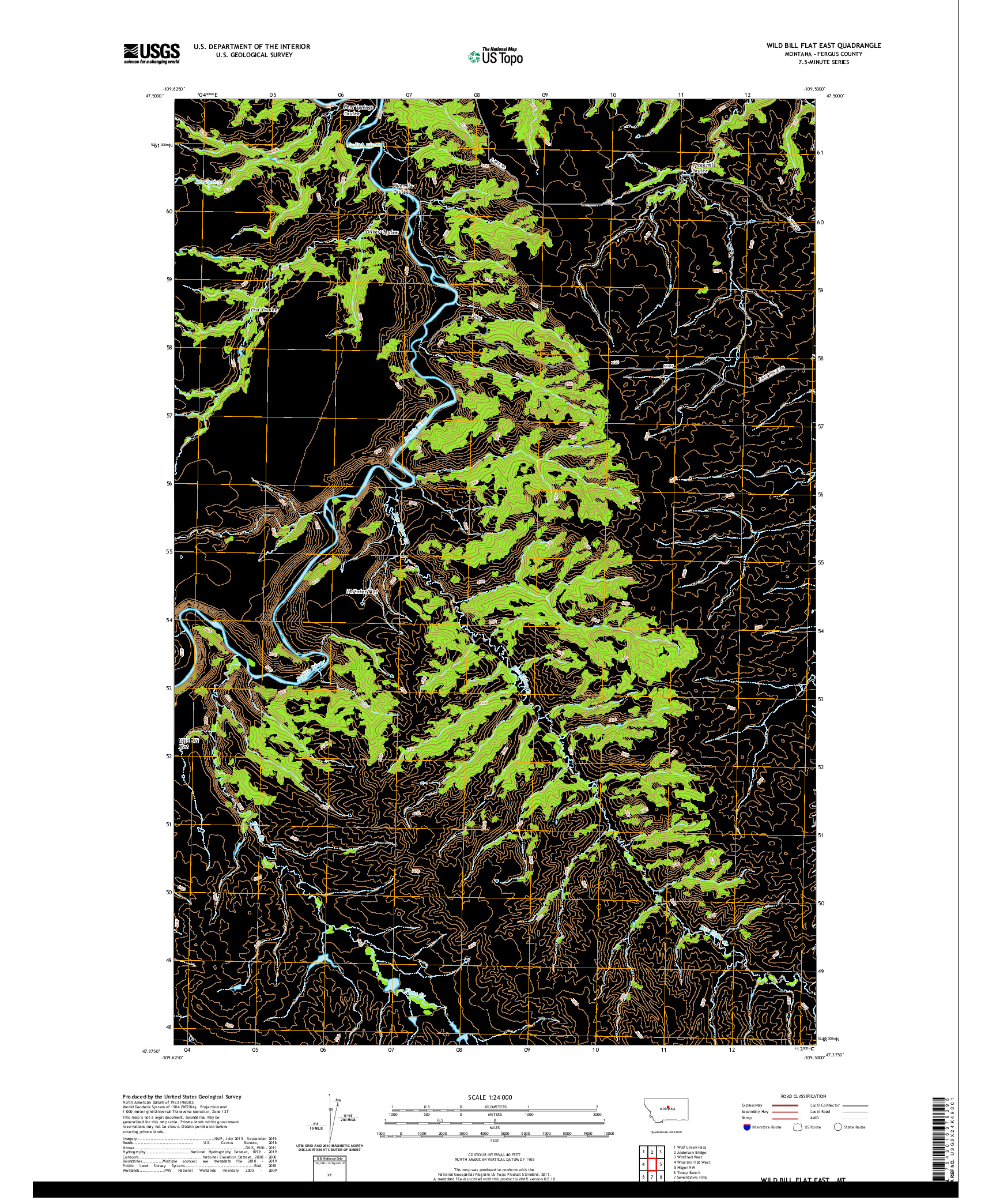 USGS US TOPO 7.5-MINUTE MAP FOR WILD BILL FLAT EAST, MT 2020